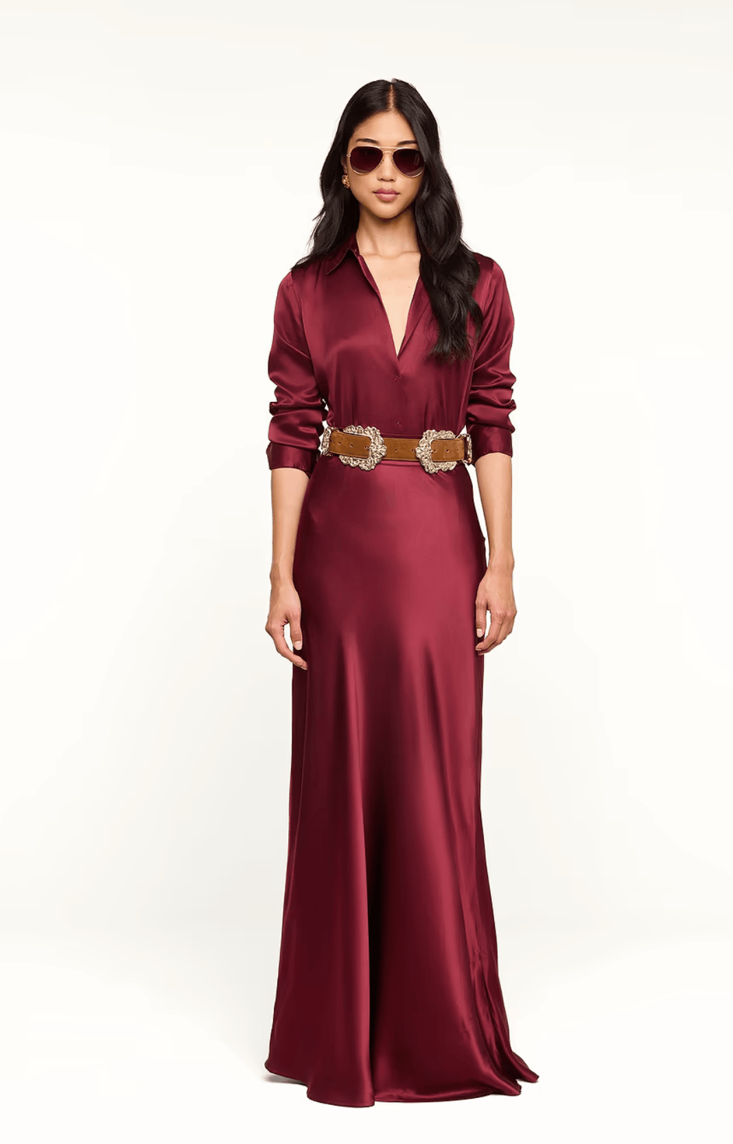 MERLOT RED RYKER WAISTBAND BIAS SKIRT - Amor Lafayette