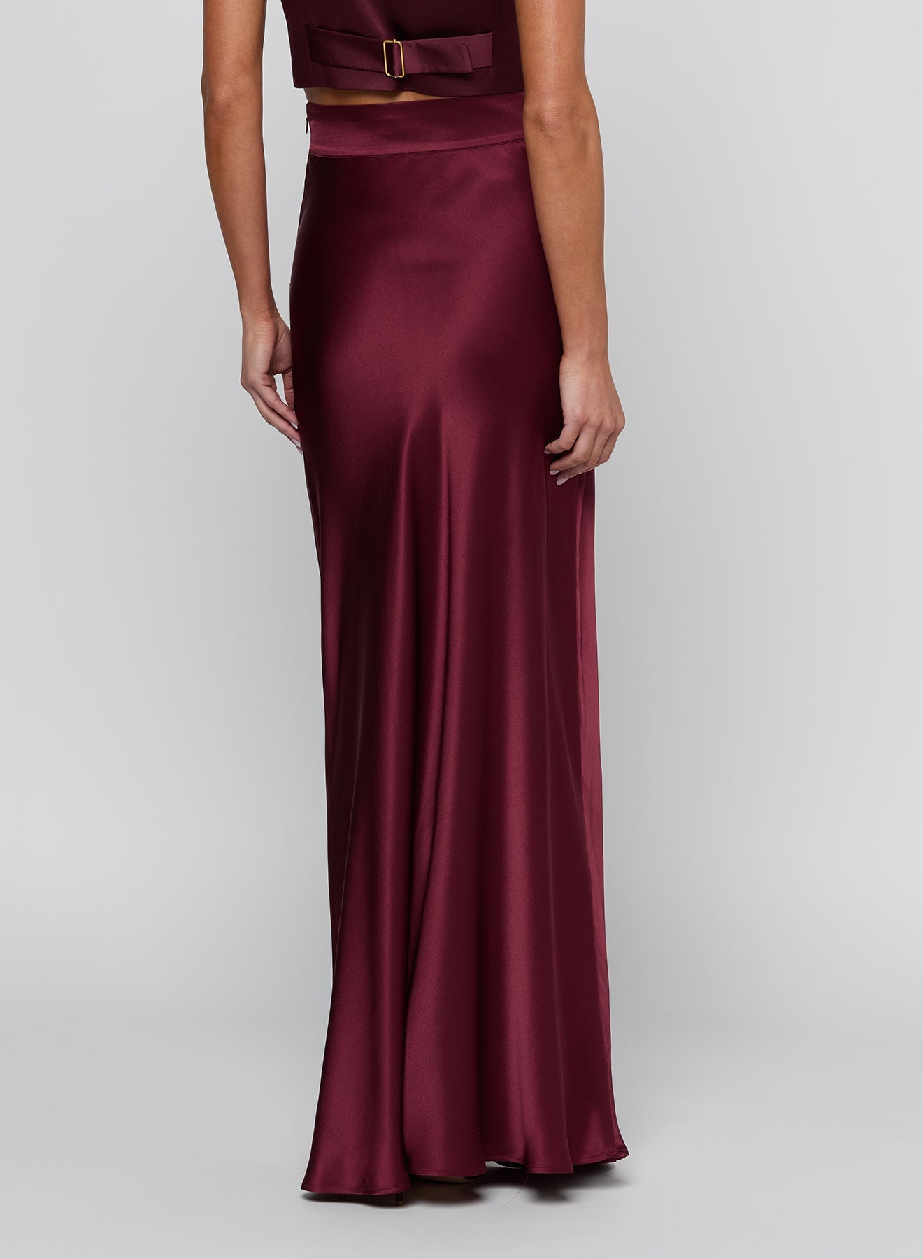 MERLOT RED RYKER WAISTBAND BIAS SKIRT - Amor Lafayette