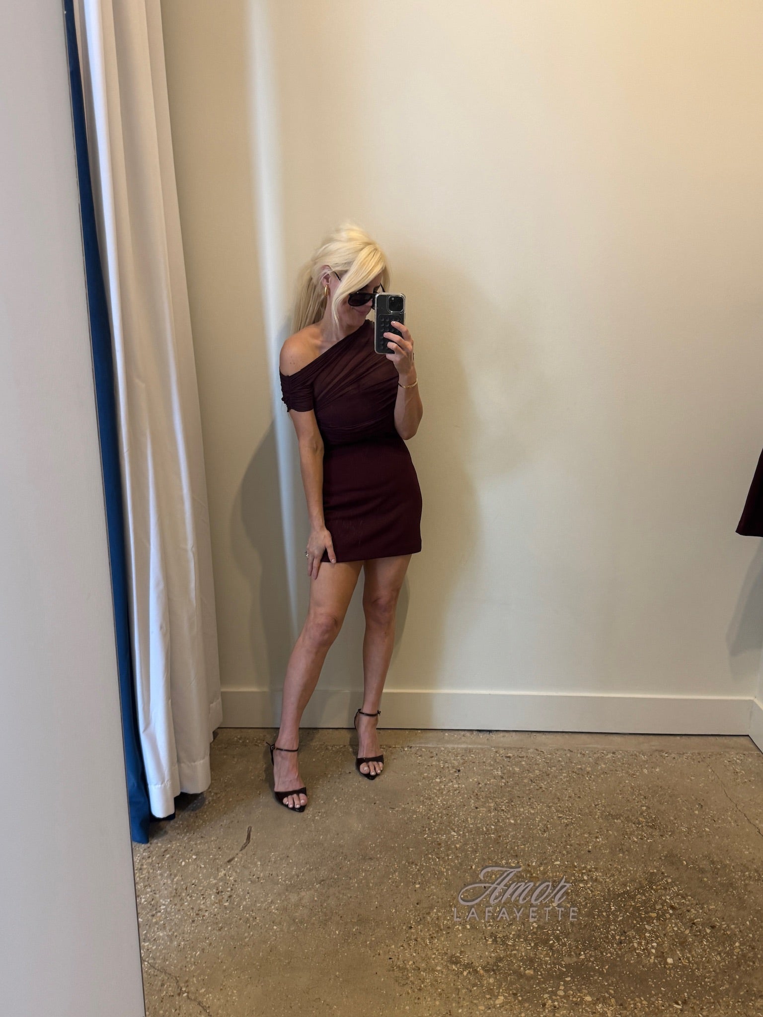 Merlot Selma Crepe Mini Dress - Amor Lafayette