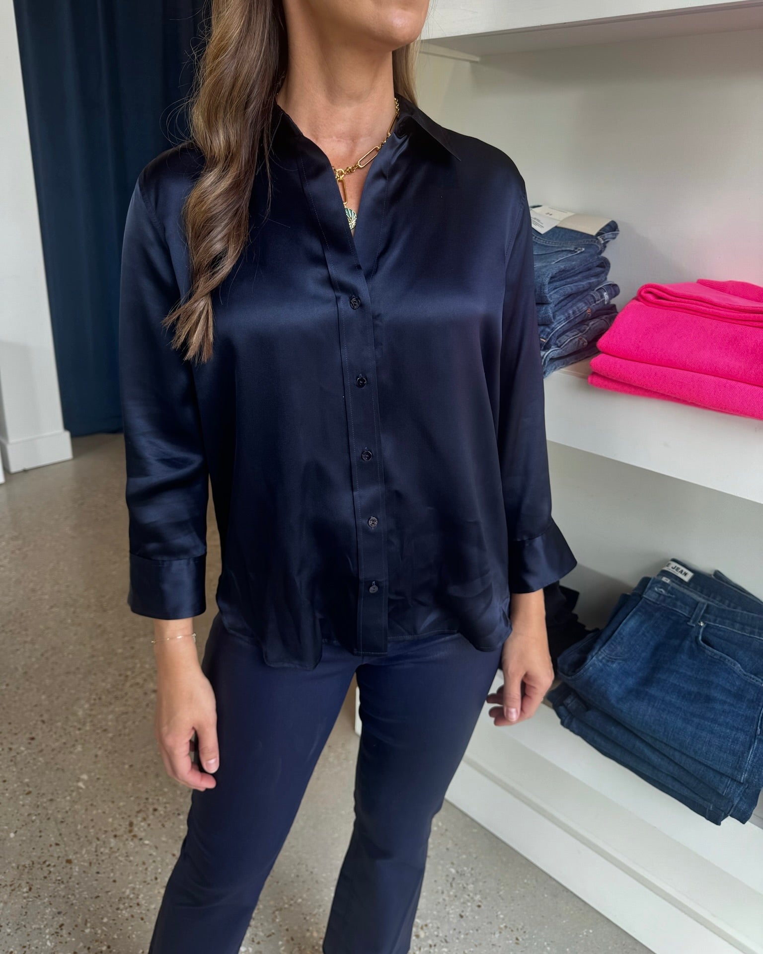 Midnight Dani 3/4 Sleeve Blouse - Amor Lafayette