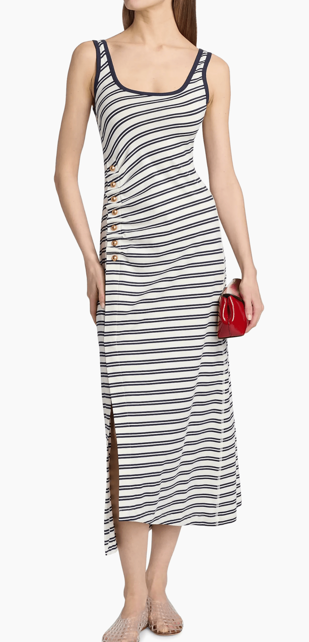 Midnight Stripe Becker Cotton Jersey Midi Dress - Amor Lafayette
