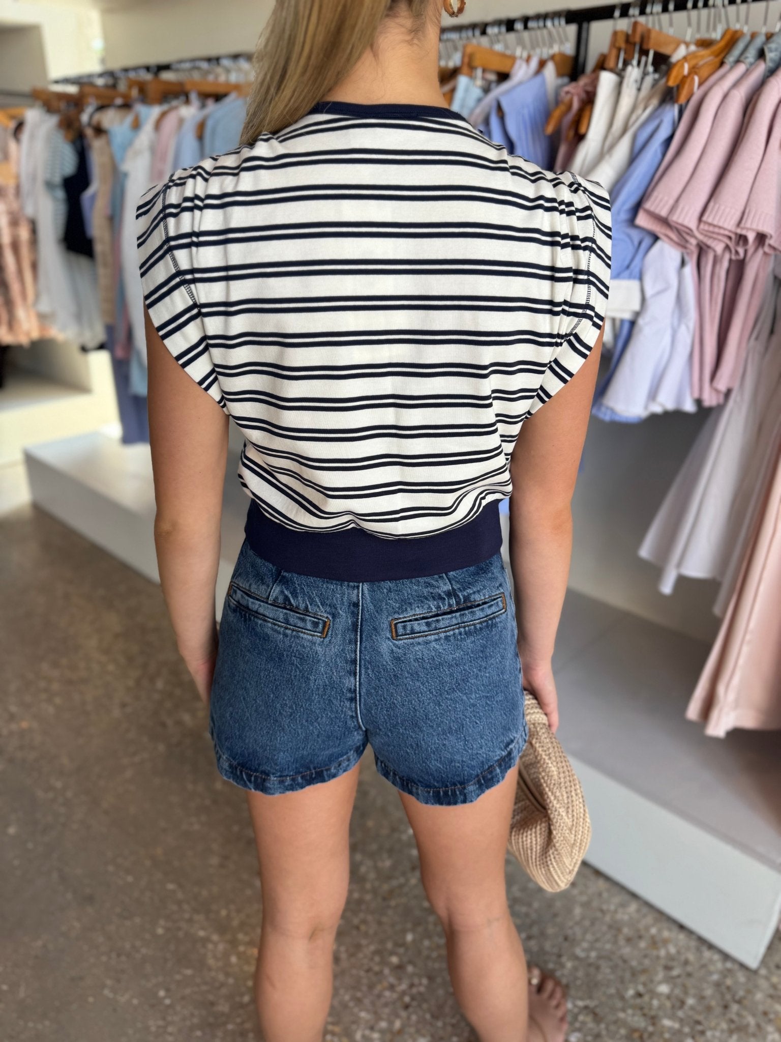 Midnight Stripe Joie Cotton Jersey Top - Amor Lafayette