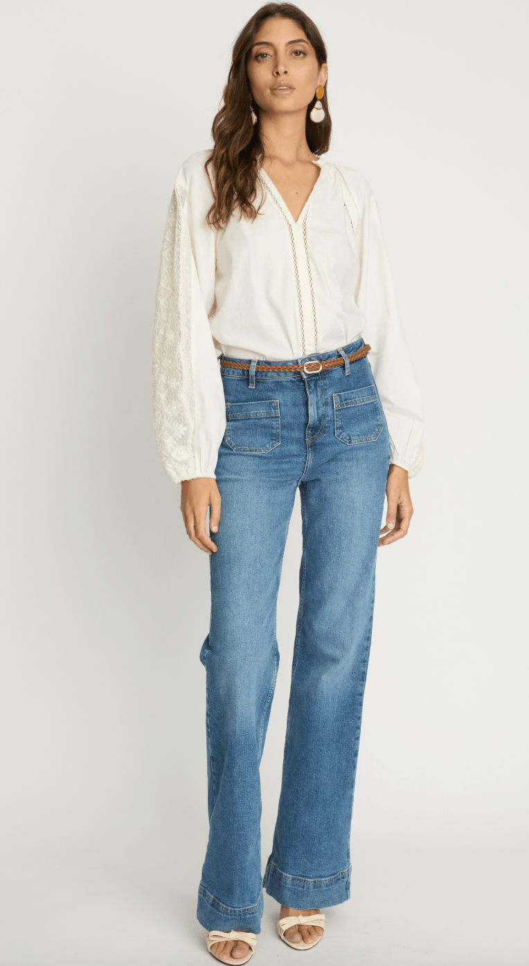 Miki Top In White Inset Lace - Amor Lafayette