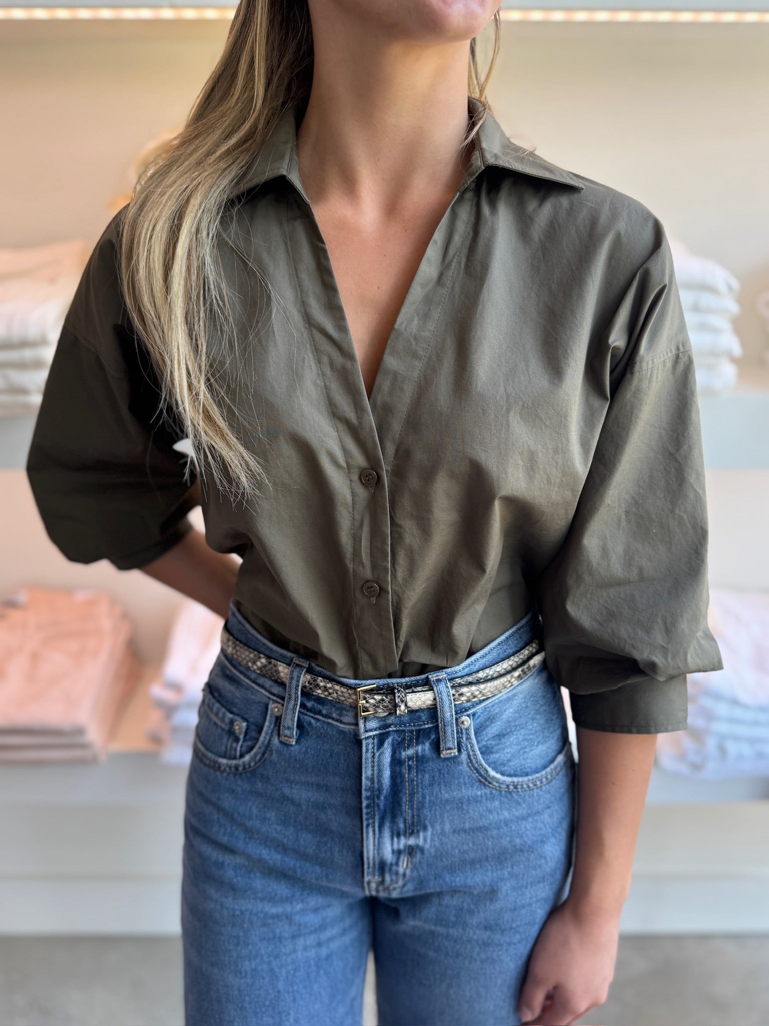 Military Puff Sleeve Shirt - Amor Lafayette