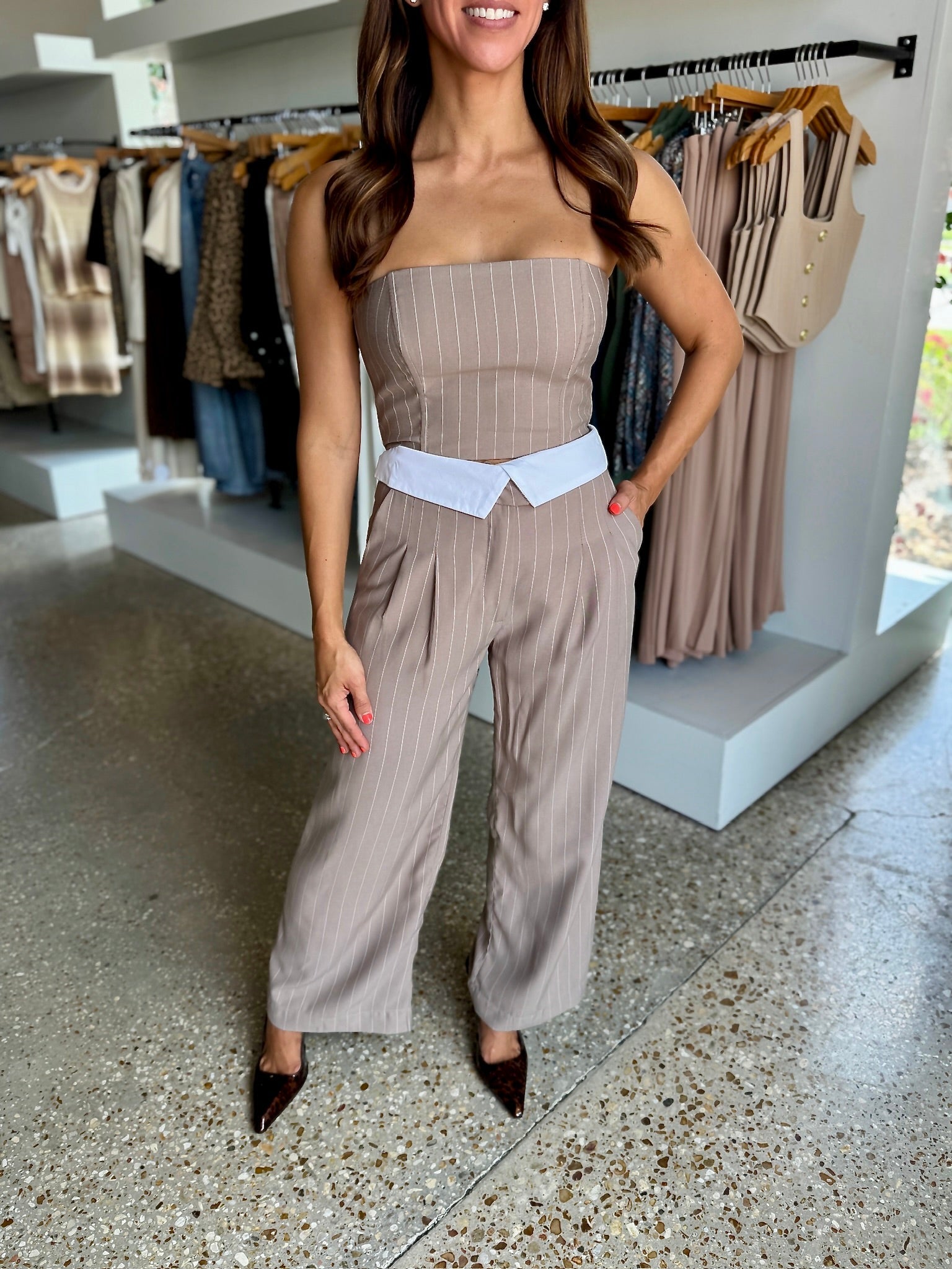 Mirant Foldover Pinstripe Pants - Amor Lafayette