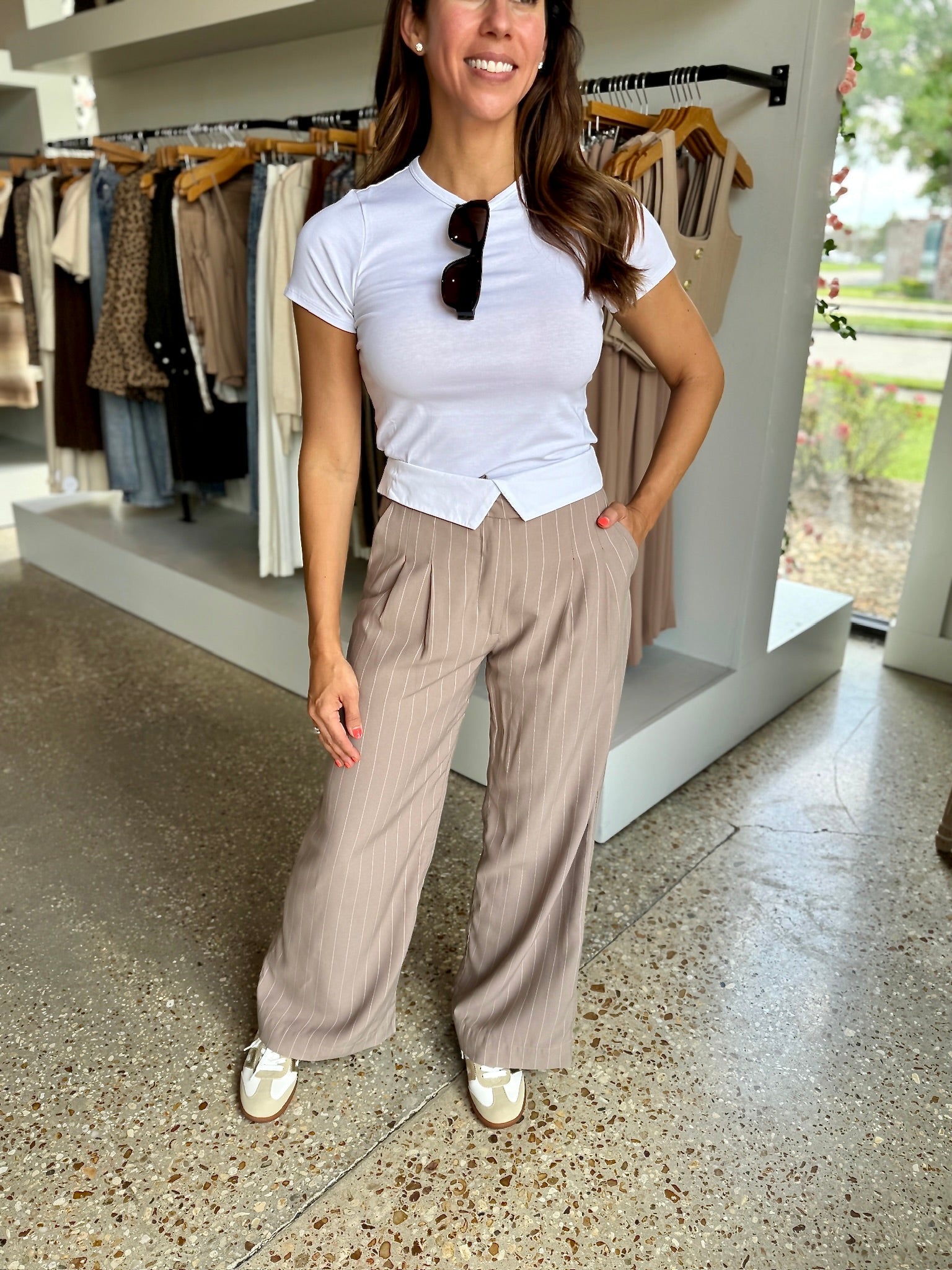 Mirant Foldover Pinstripe Pants - Amor Lafayette