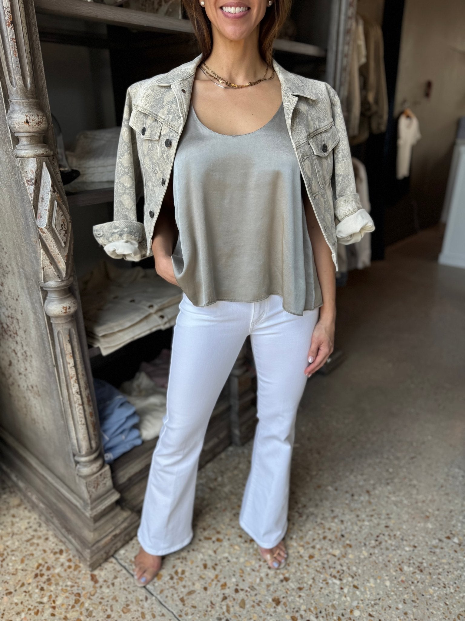 Mocha Silky Cami Top - Amor Lafayette