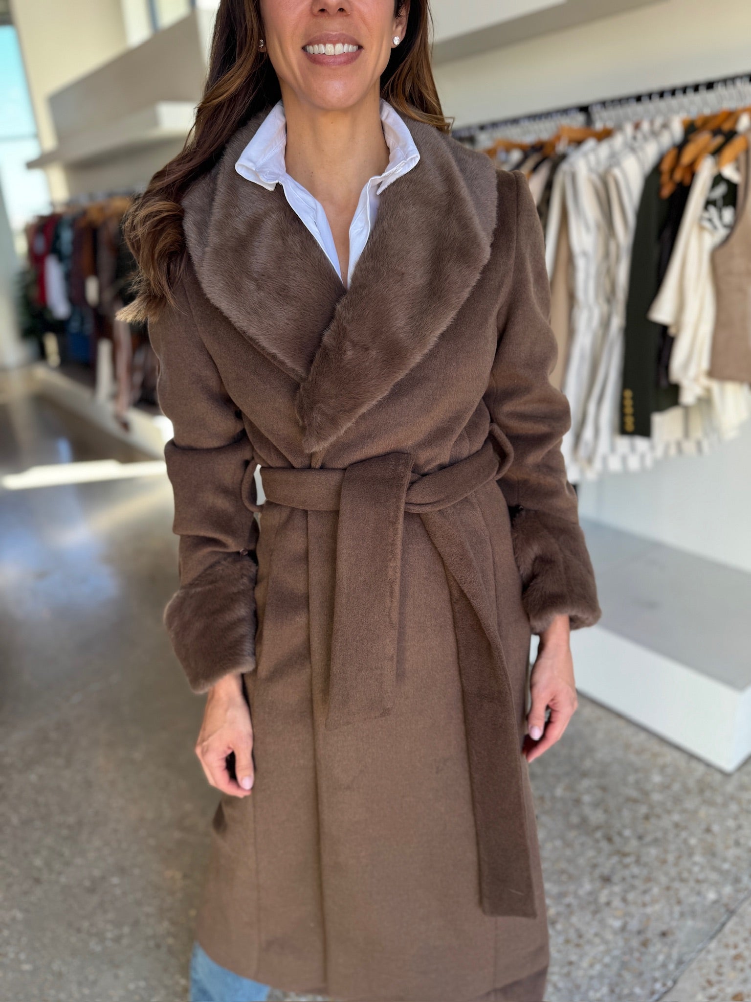 Mocha Valencia Coat - Amor Lafayette
