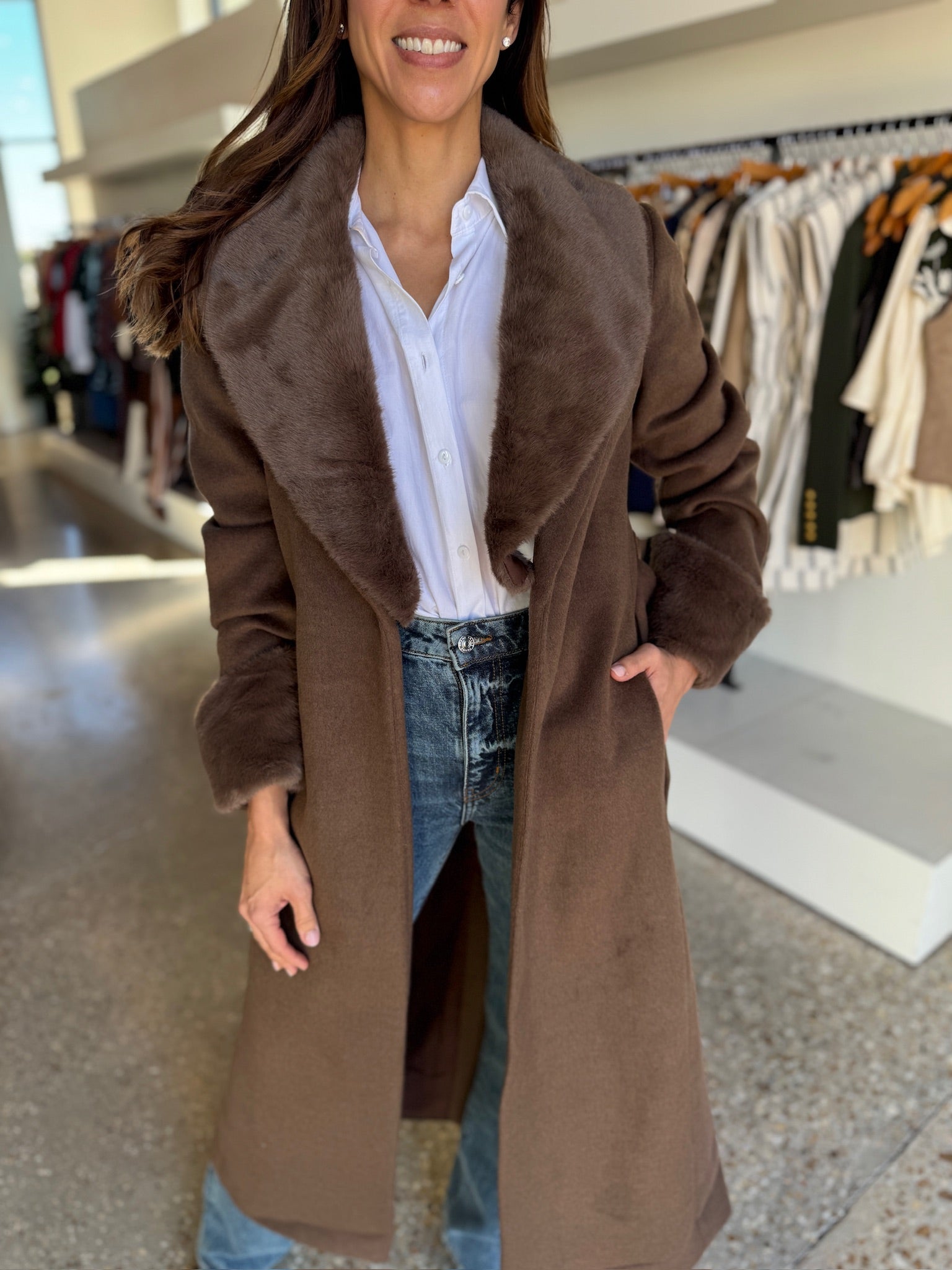 Mocha Valencia Coat - Amor Lafayette