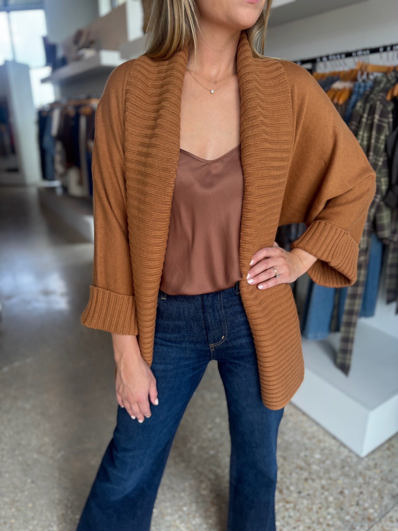 Mocha Willow Wrap Cardigan - Amor Lafayette