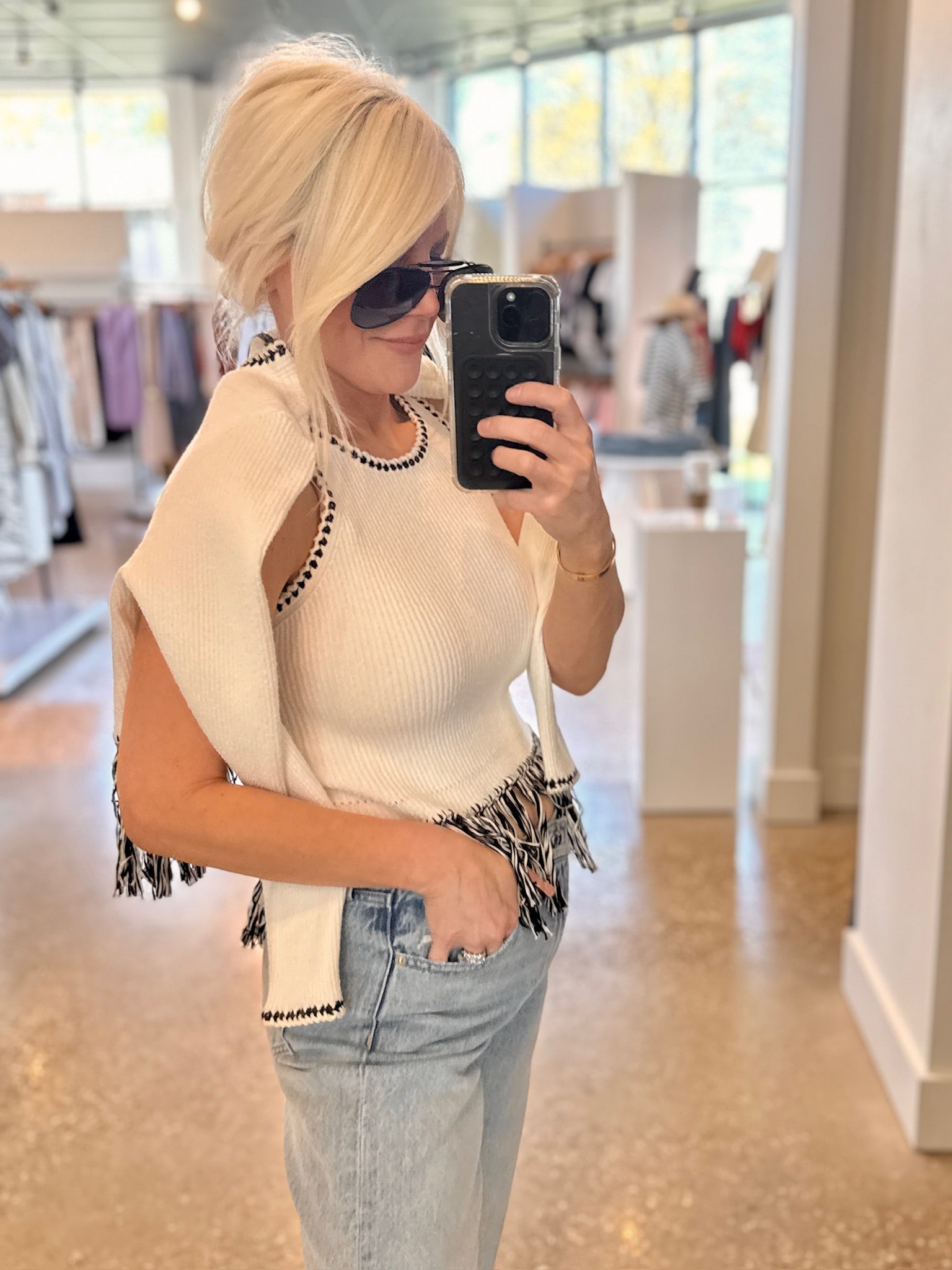 Monroe Long Sleeve Fringe Cardigan - Amor Lafayette