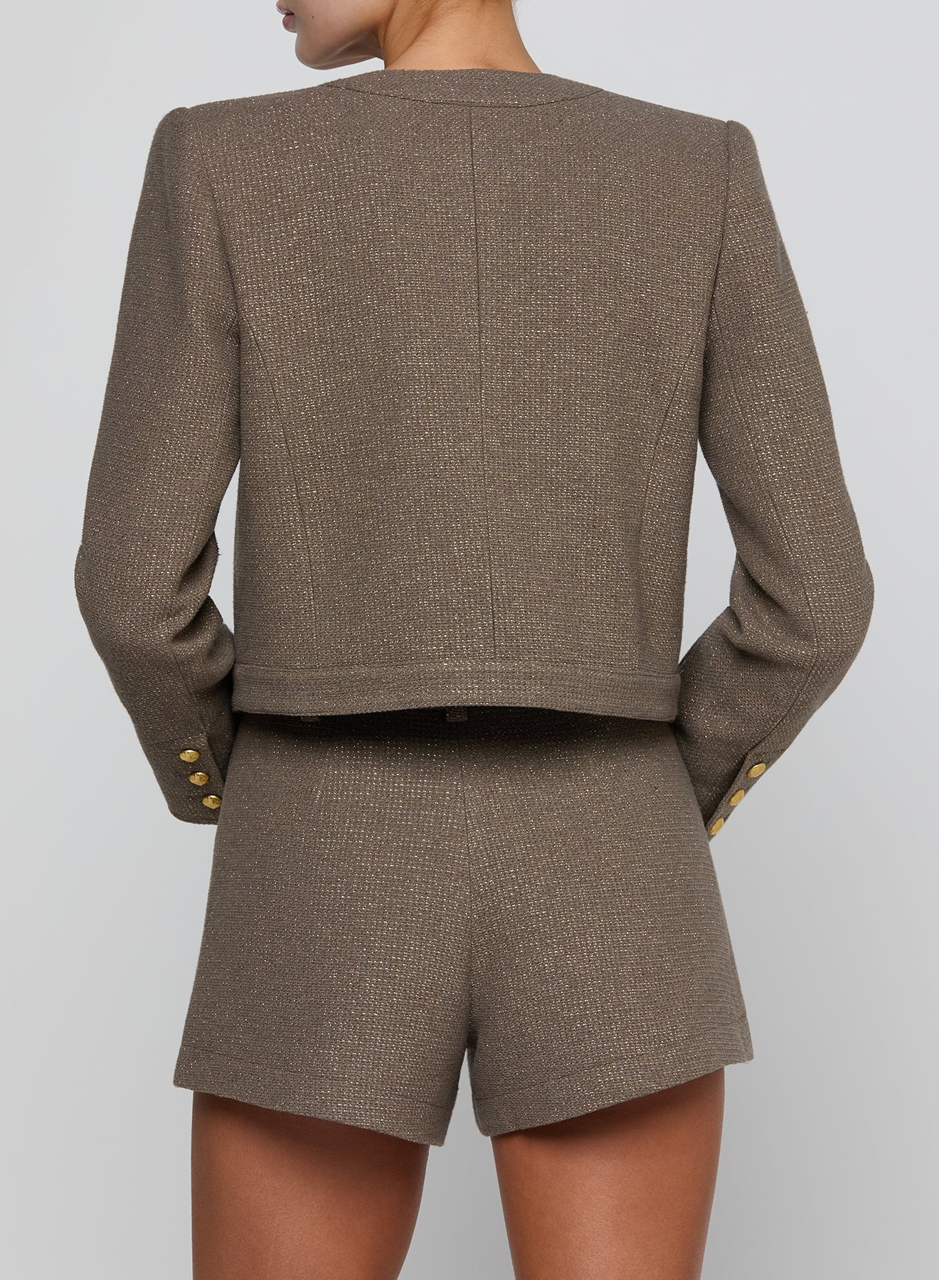 MOTA/LIGHT GOLD KAHLIA COLLARLESS JACKET - Amor Lafayette