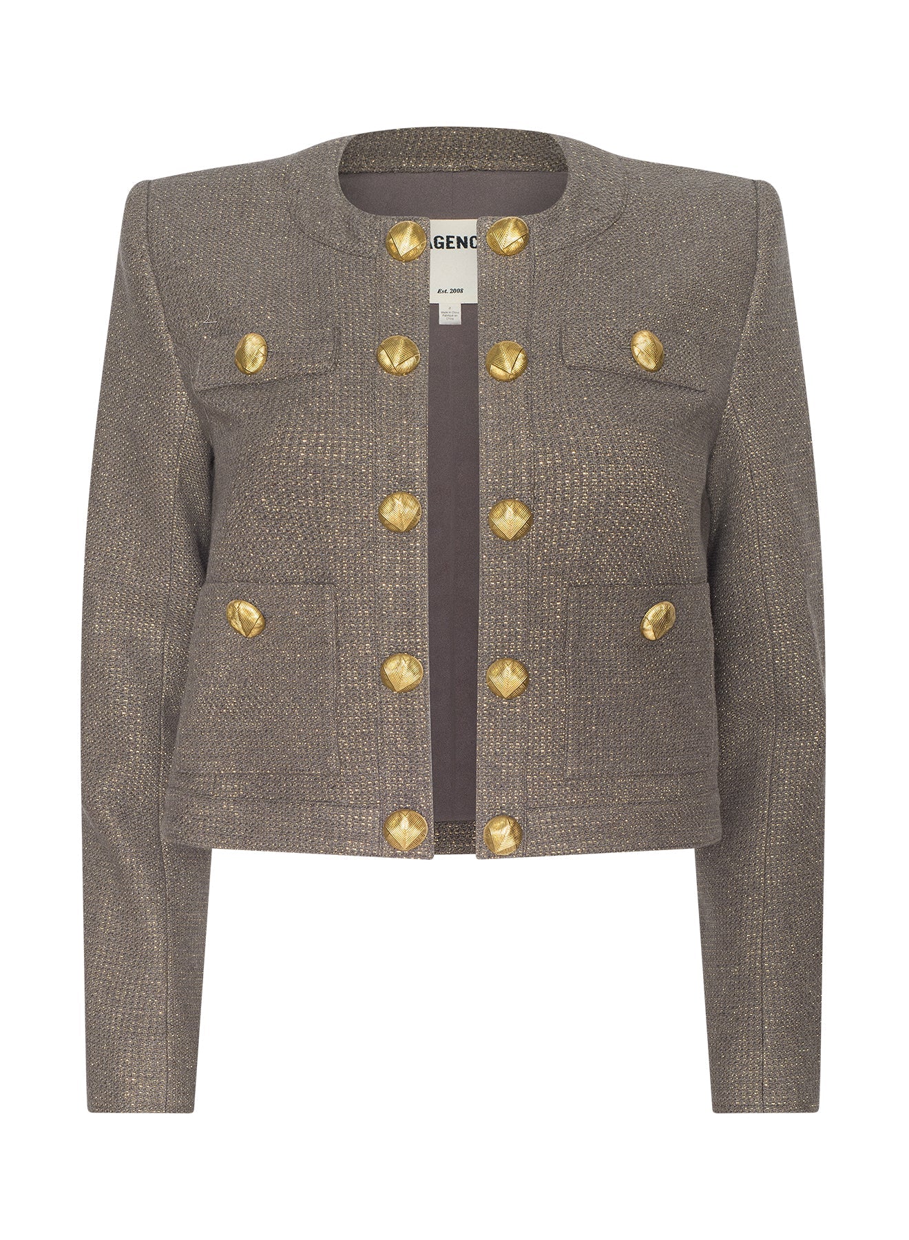 MOTA/LIGHT GOLD KAHLIA COLLARLESS JACKET - Amor Lafayette