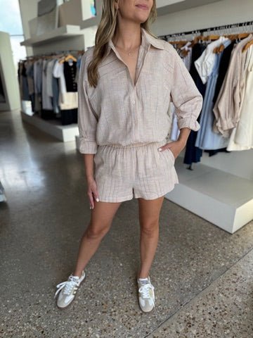 Multi Colstripe Linen Adora Shirt - Amor Lafayette