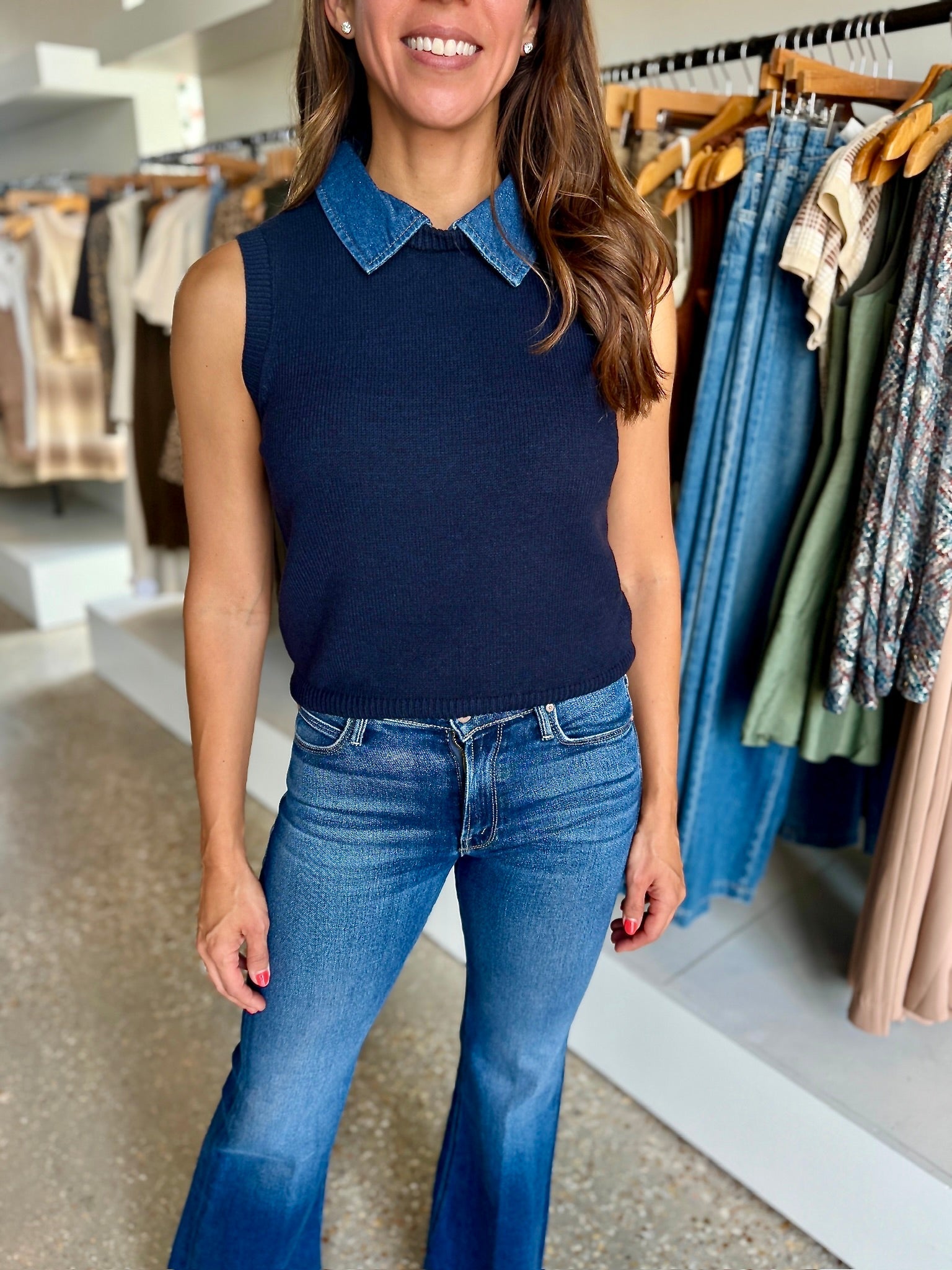 Multi Jeane Sweater Vest - Amor Lafayette