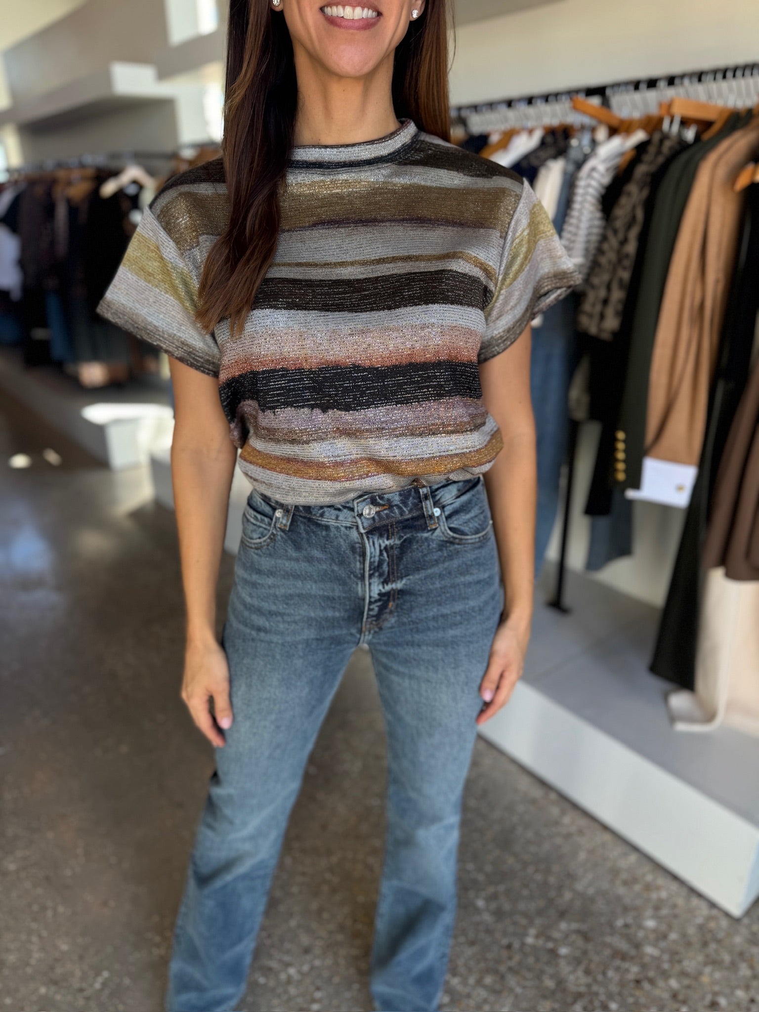 Multi Stripe Lurex Jessi Top - Amor Lafayette