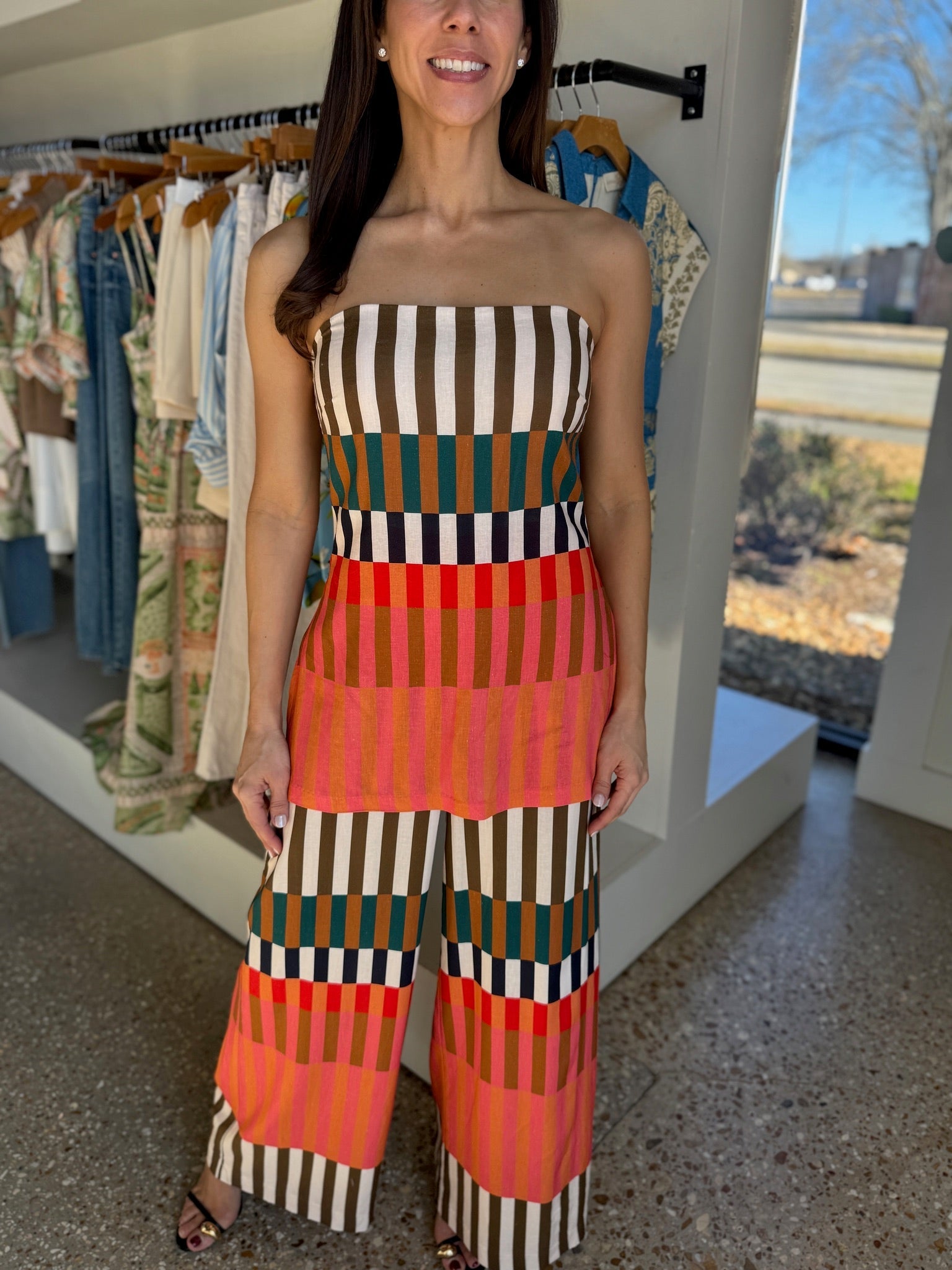 Multi Stripe Rally Jumpsuit - Amor Lafayette