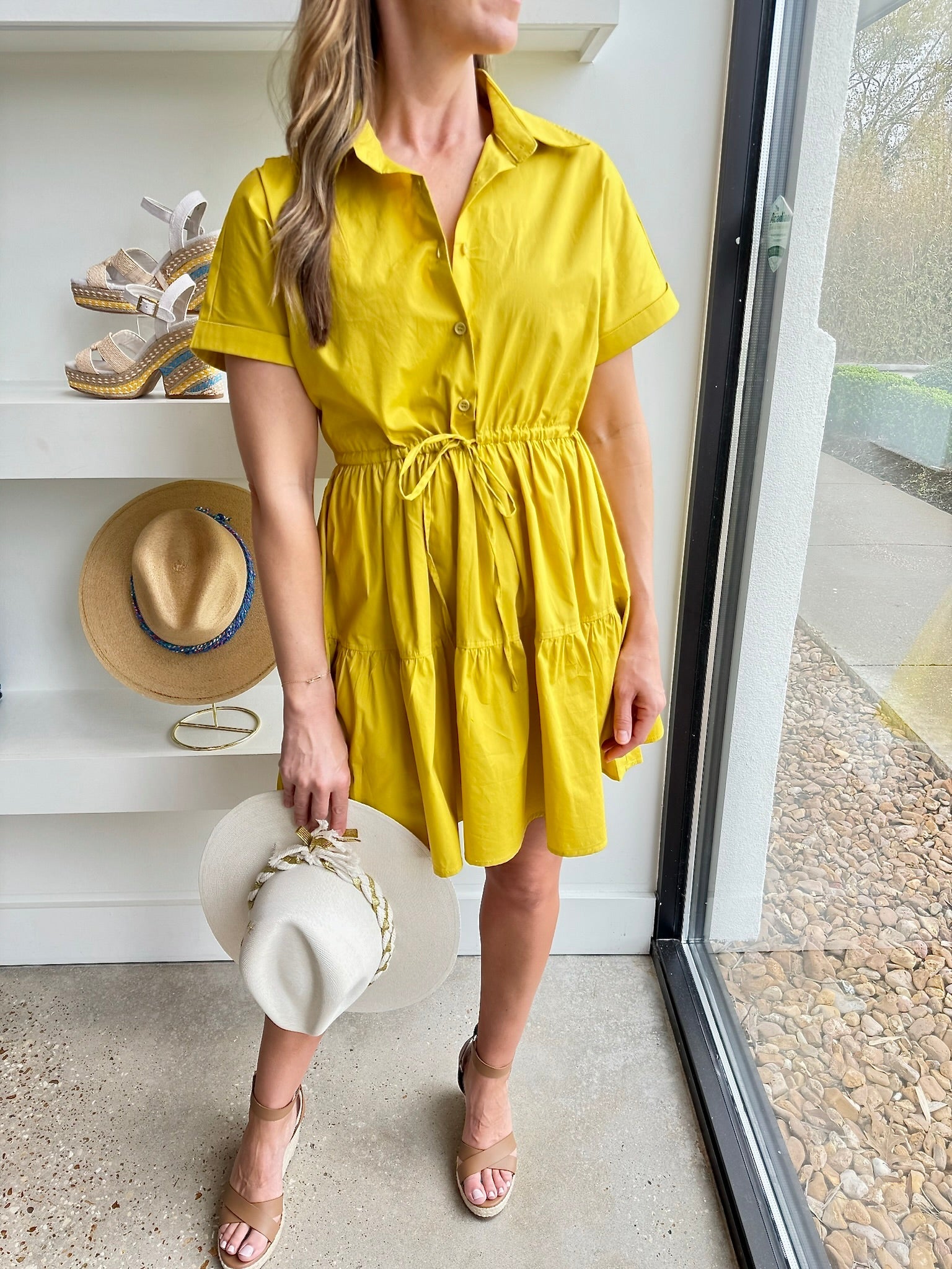 Mustard Tilda Shirt Mini Dress - Amor Lafayette