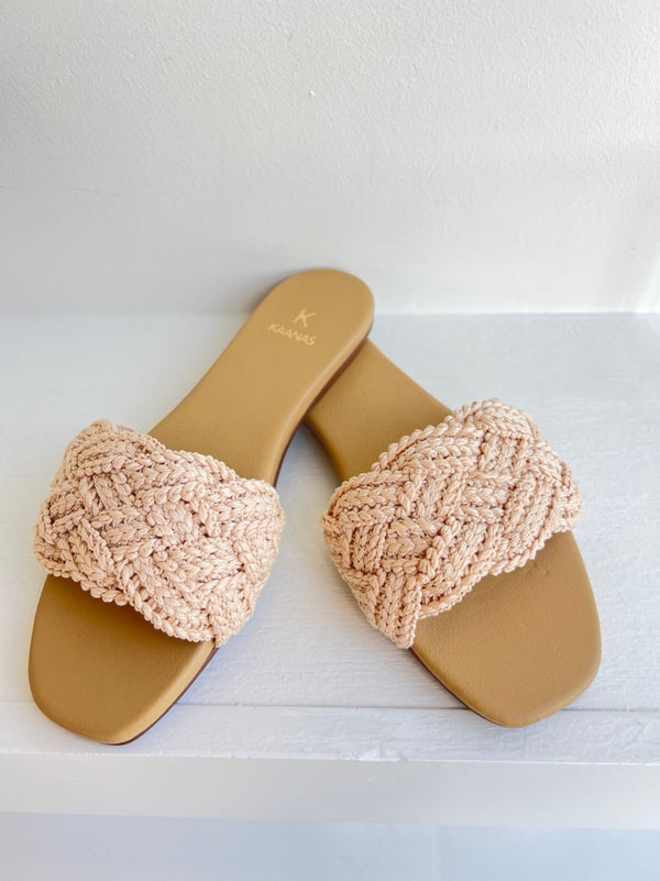 Natural Pansy Chunky Braided Slide - Amor Lafayette