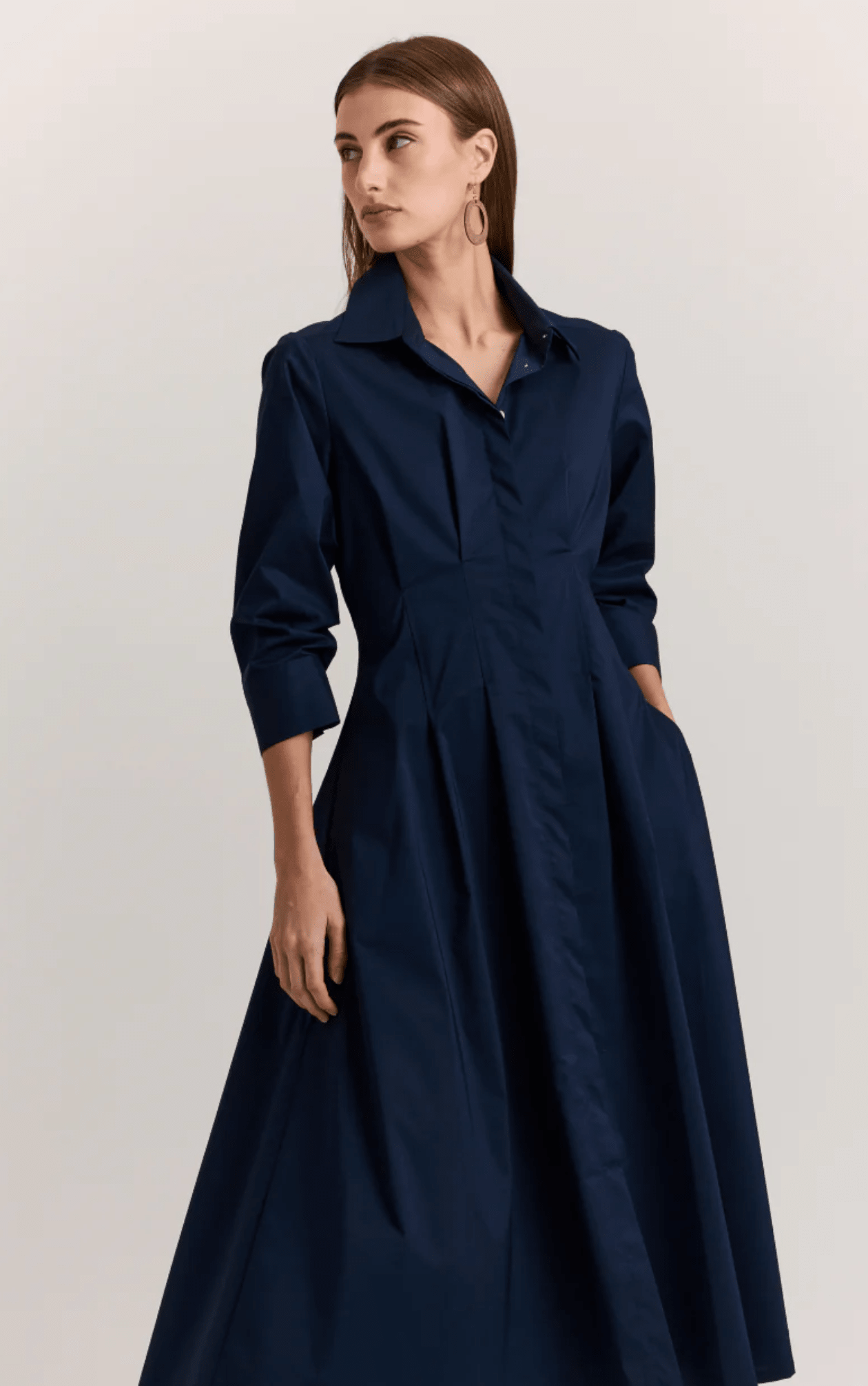 Navy 3/4 Sleeve Martina Dress - Amor Lafayette