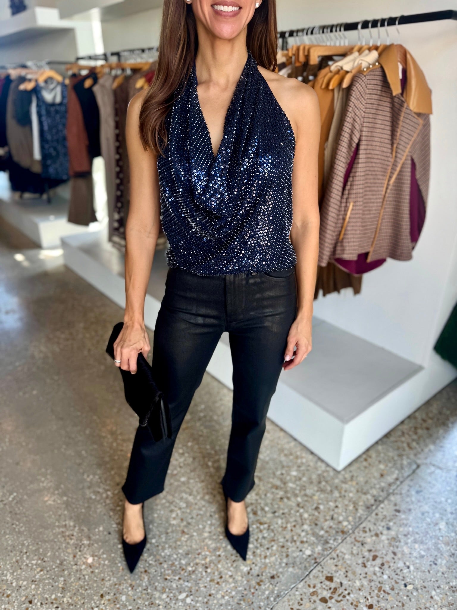 Navy Beaded Alice Top - Amor Lafayette