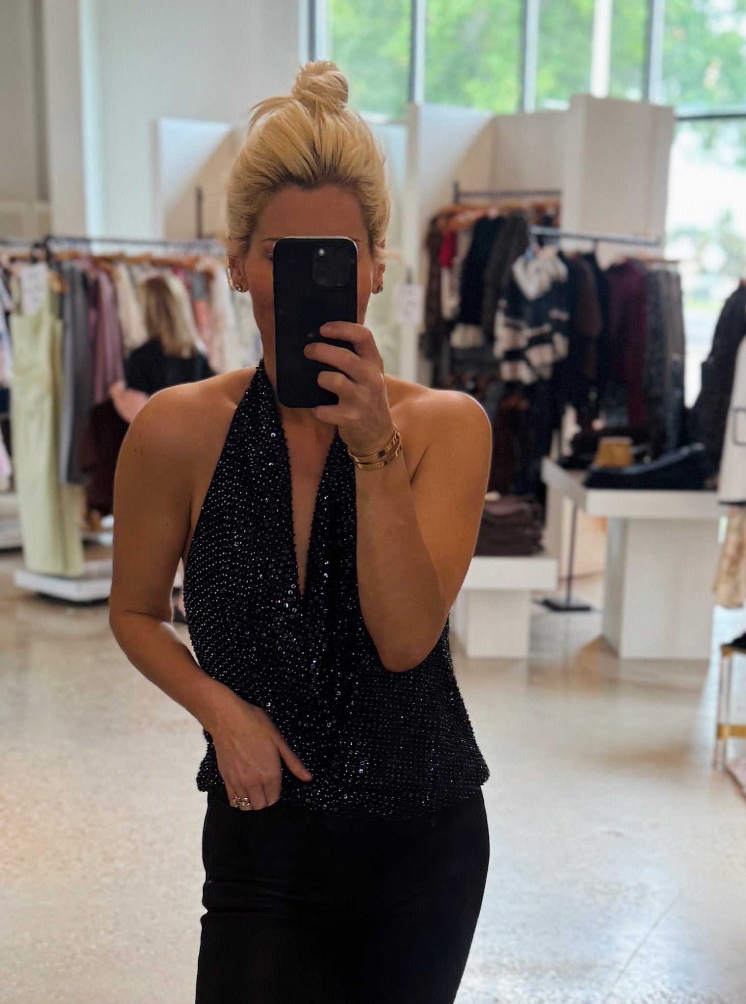 Navy Beaded Alice Top - Amor Lafayette