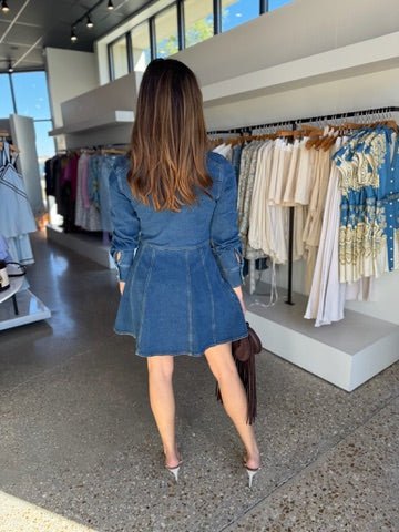 Navy Daniela Denim Mini Dress - Amor Lafayette