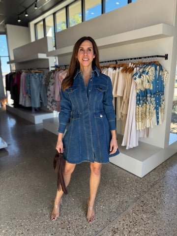 Navy Daniela Denim Mini Dress - Amor Lafayette