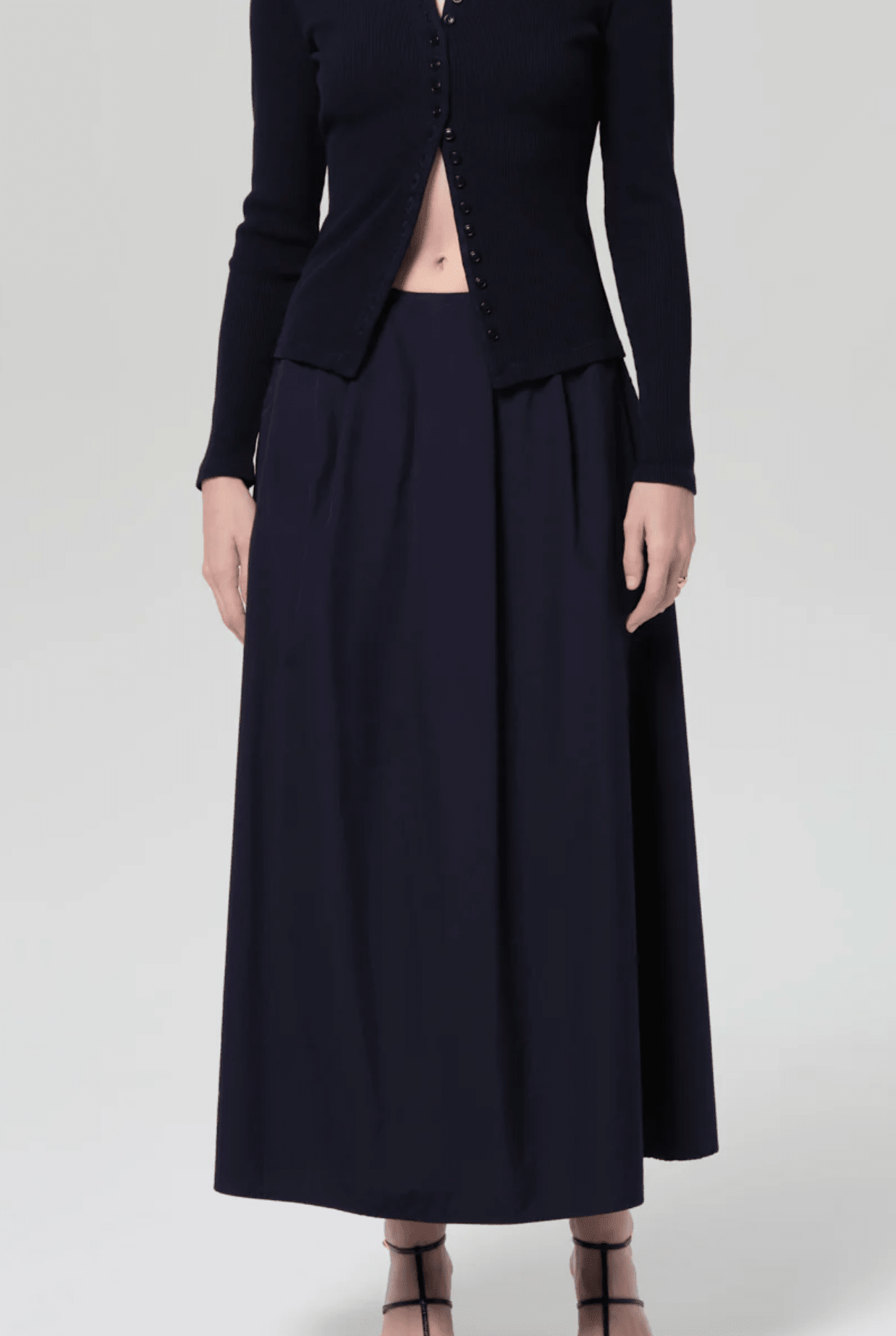 Navy Emi Poplin Skirt - Amor Lafayette