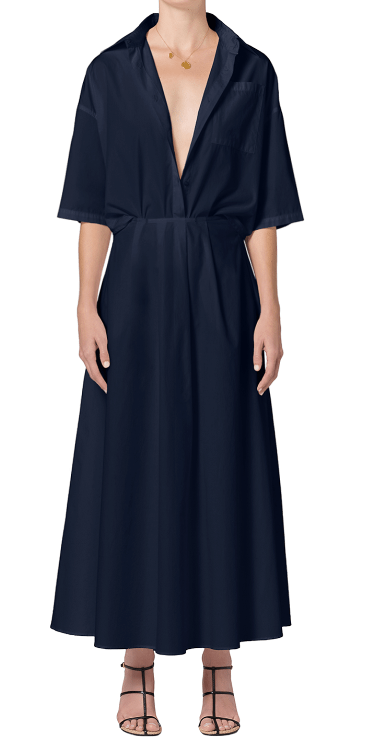 Navy Emi Poplin Skirt - Amor Lafayette