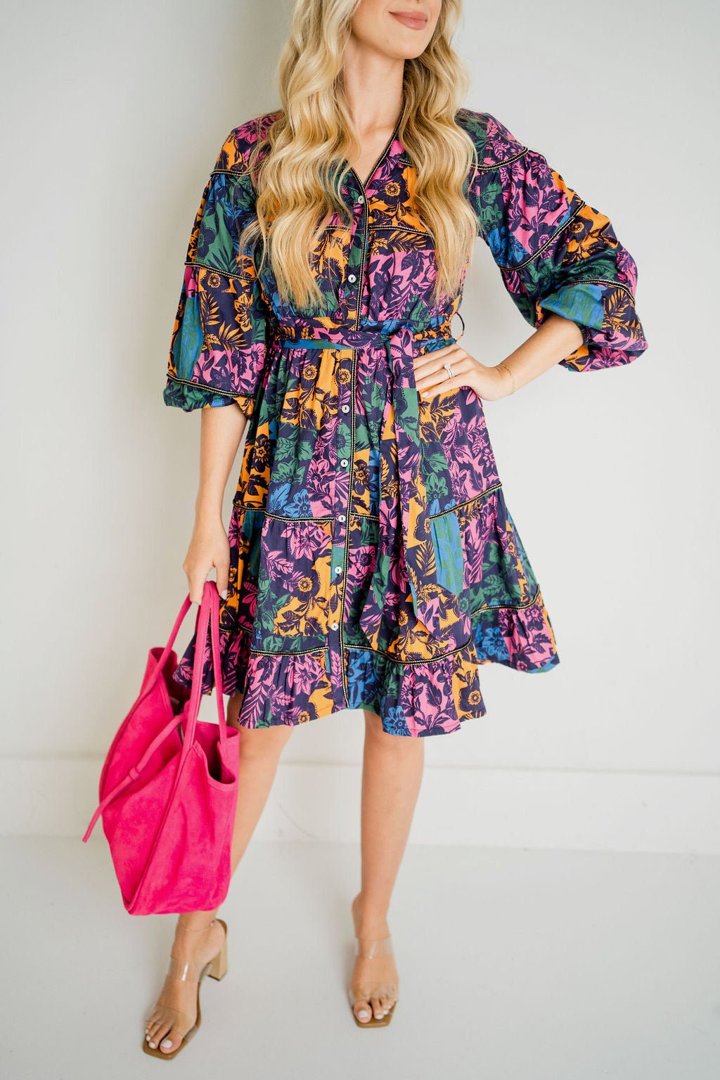 Navy Floral Lori Dress - Amor Lafayette