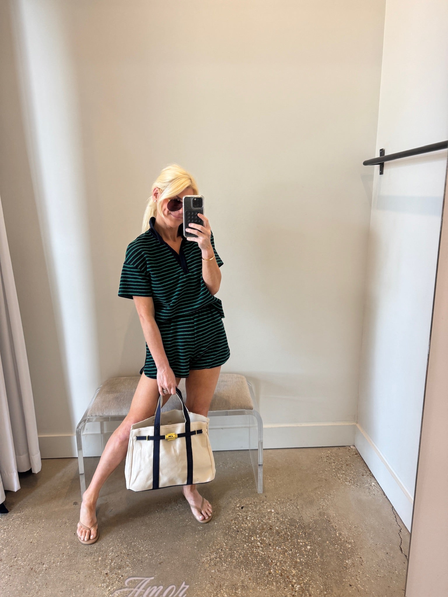 Navy Green Jetty Shorts - Amor Lafayette