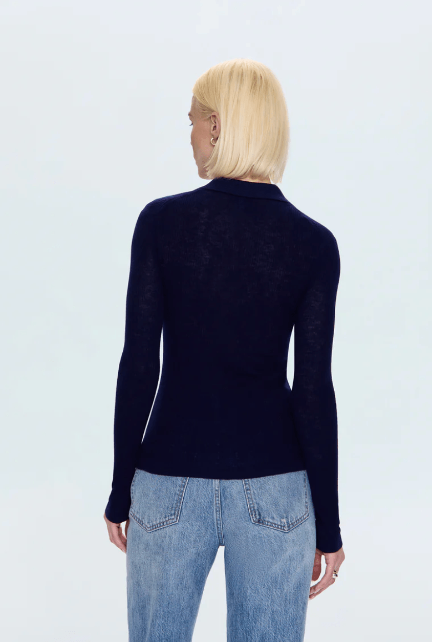Navy Korey Fitted Rib Cardigan Sweater - Amor Lafayette