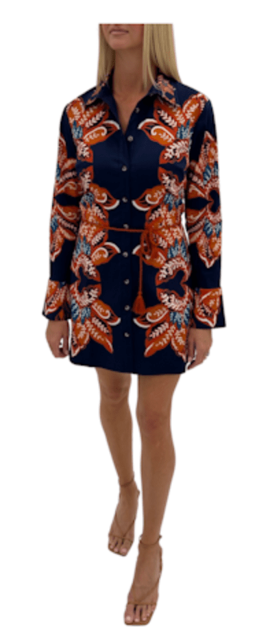 Navy Leaf Avery Dress - Amor Lafayette