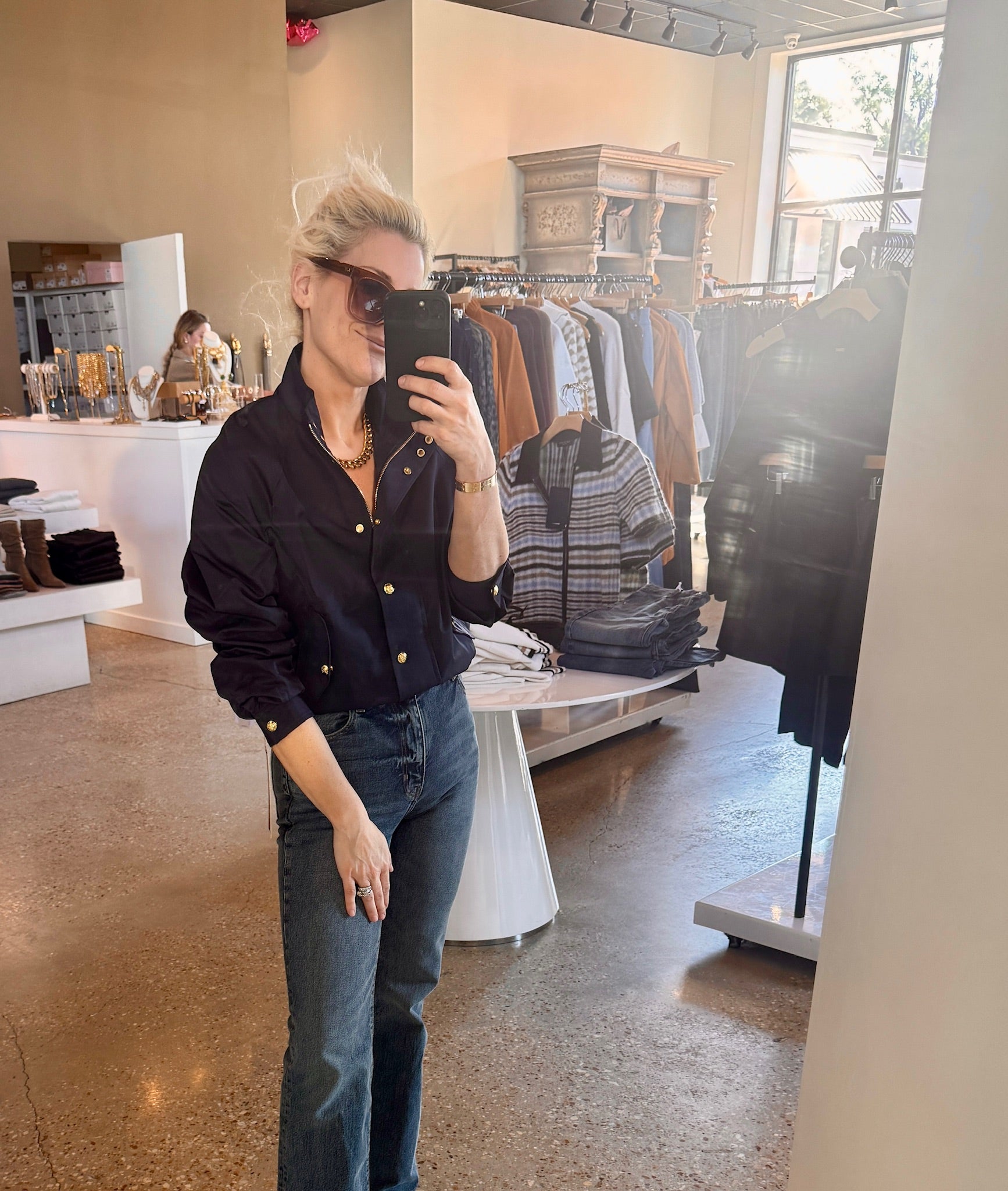 Navy Lightweight Bomber Jacket - Amor Lafayette