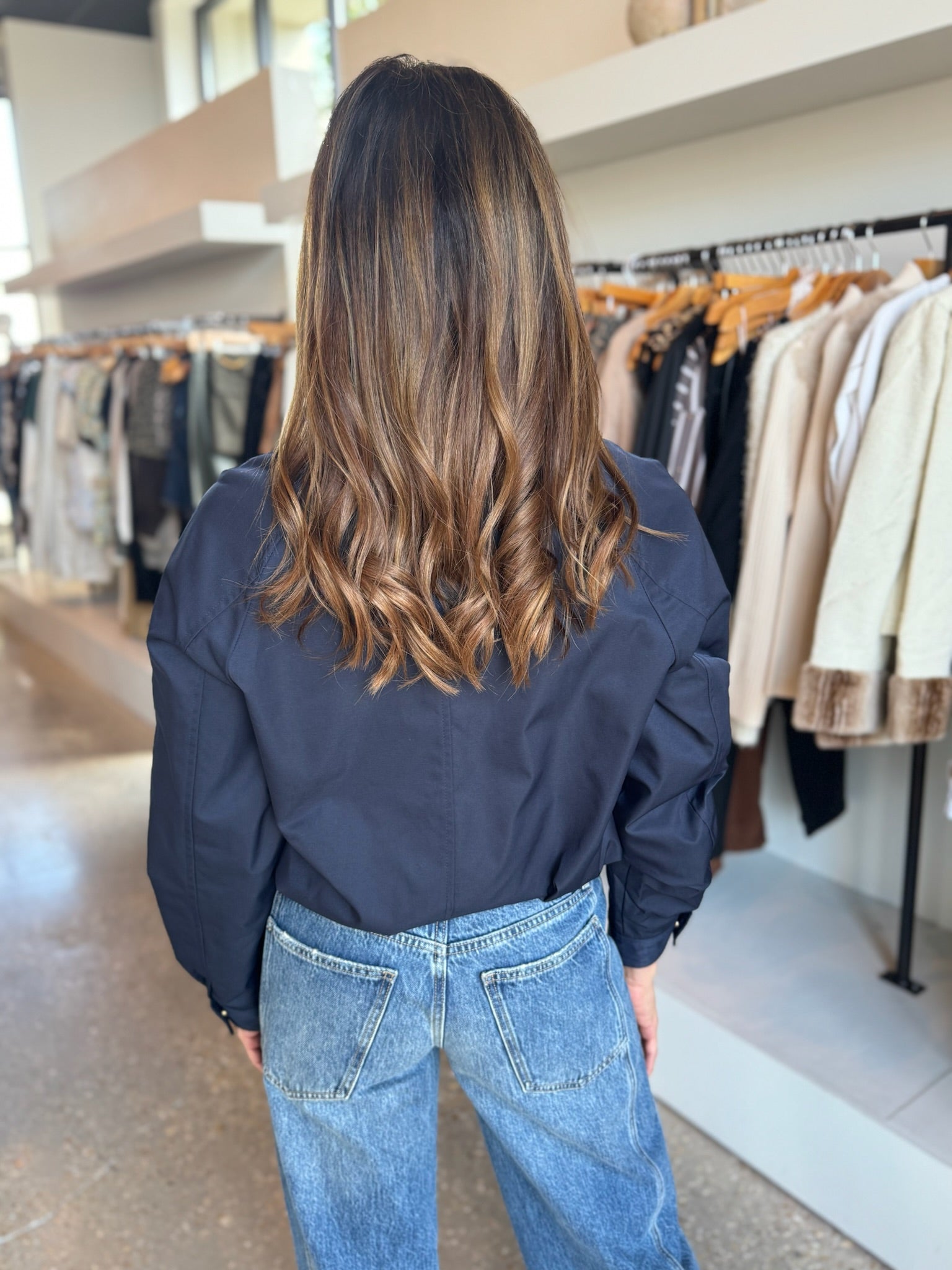 Navy Lightweight Bomber Jacket - Amor Lafayette