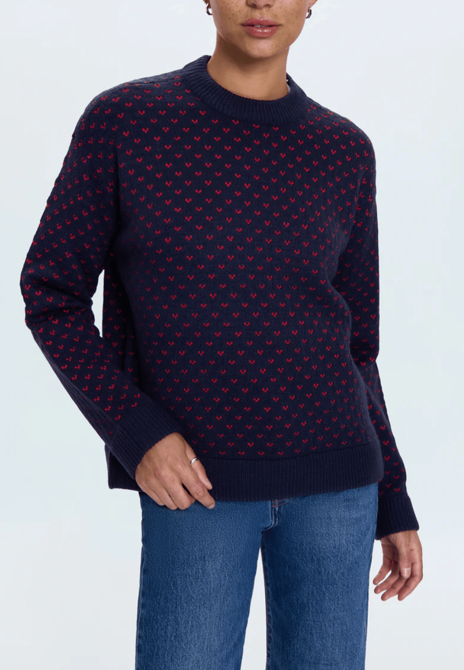 Navy Red Hearts Hanna Sweater - Amor Lafayette