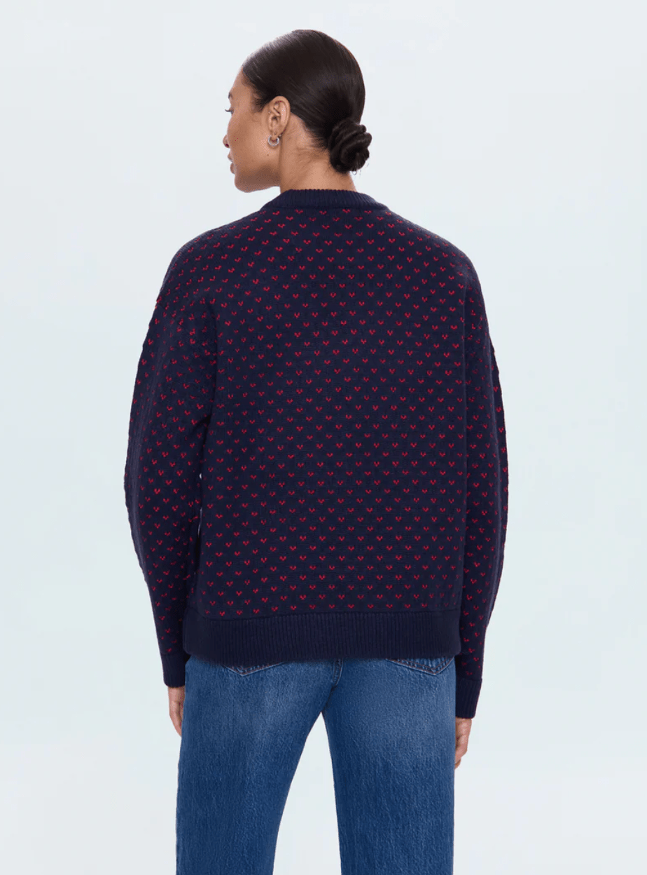 Navy Red Hearts Hanna Sweater - Amor Lafayette