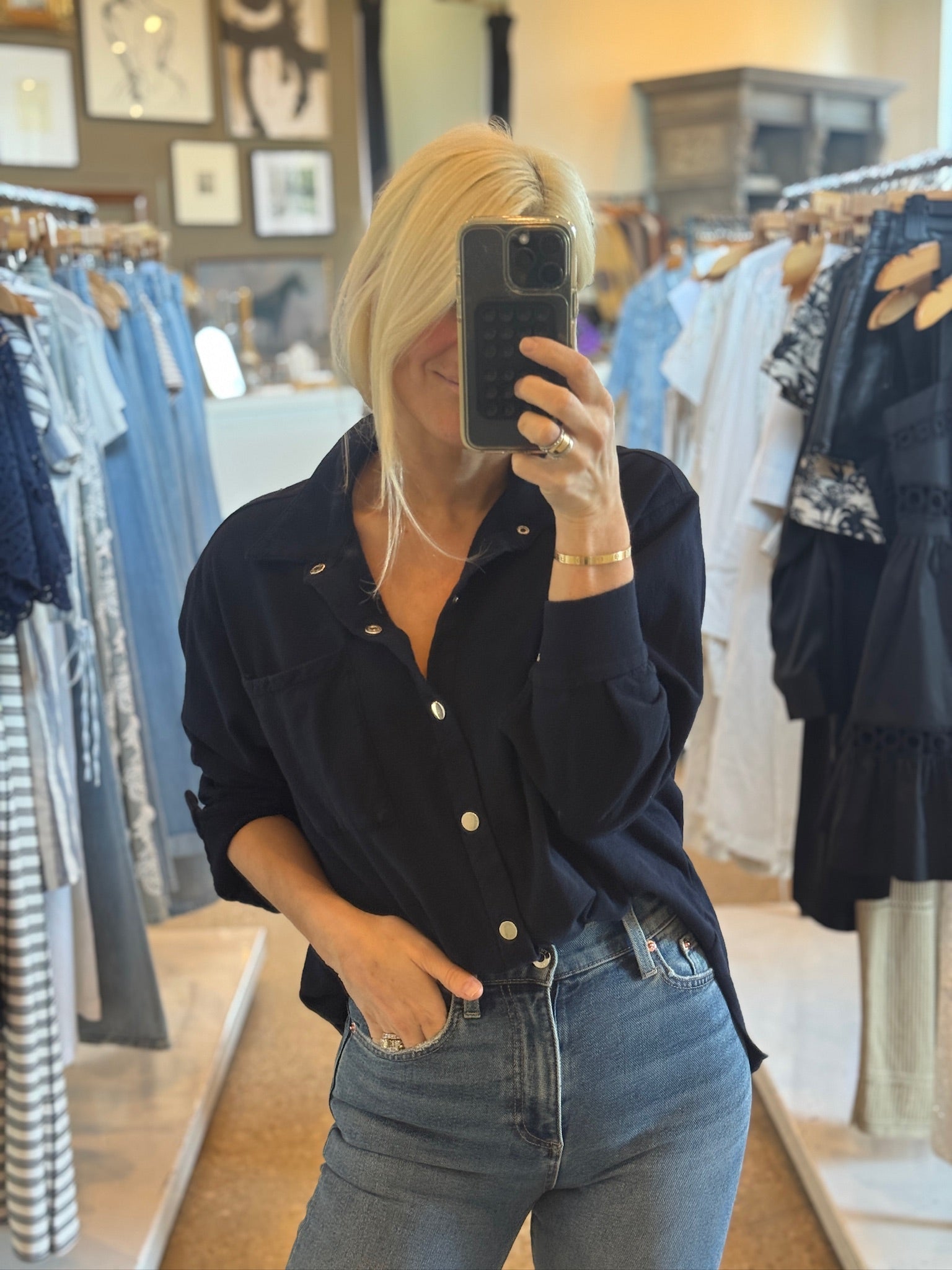 Navy Shacket - Amor Lafayette