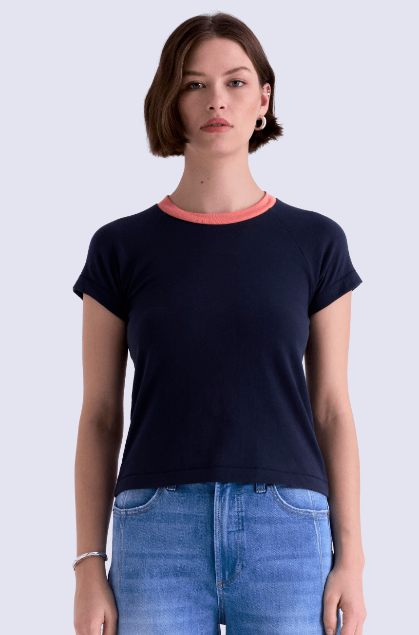 Navy Ship Ryn Shrunken Raglan Tee - Amor Lafayette