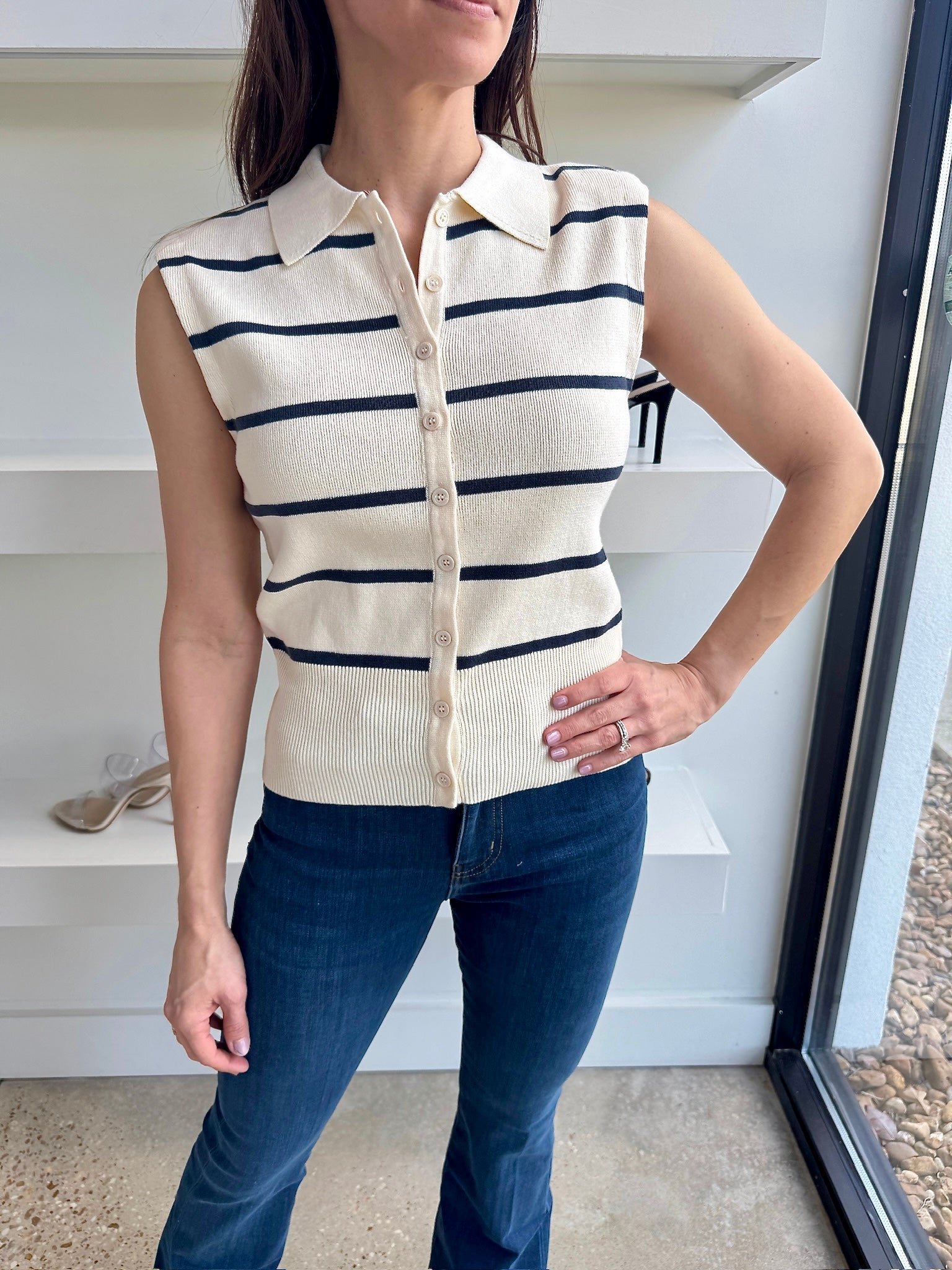 Navy Stripe Adella Knit Top - Amor Lafayette