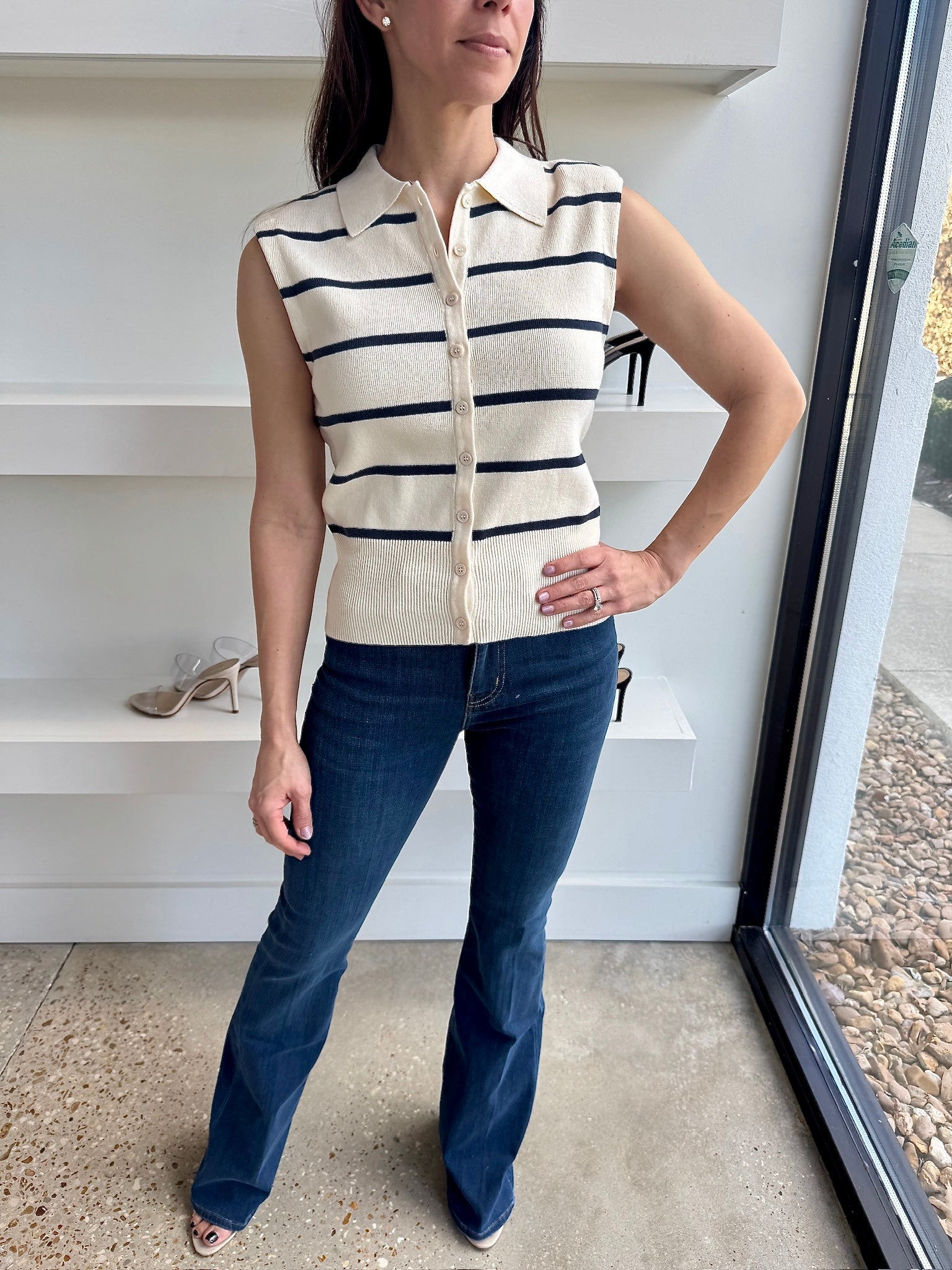 Navy Stripe Adella Knit Top - Amor Lafayette