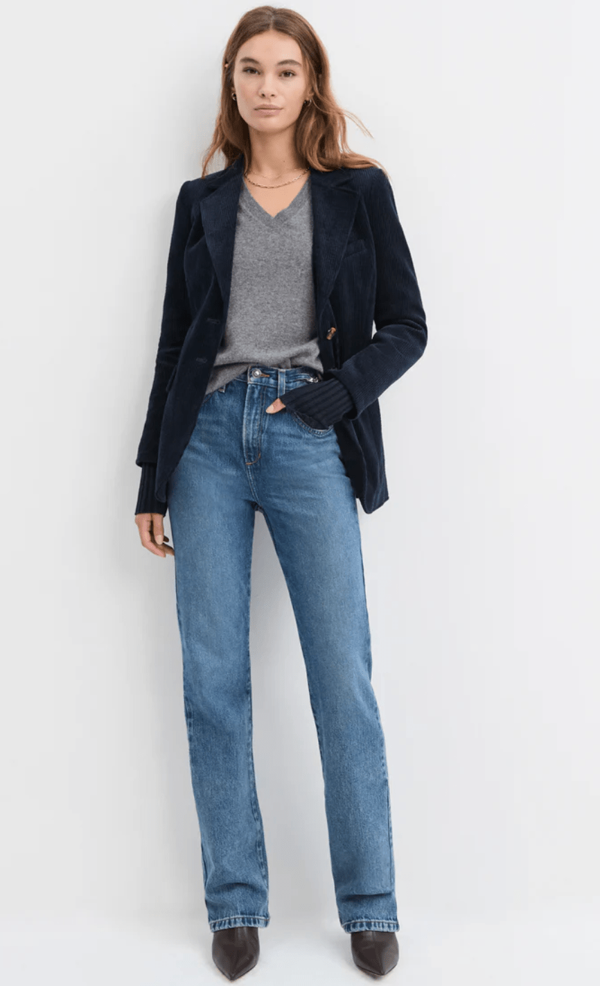 Navy The Cord City Blazer - Amor Lafayette