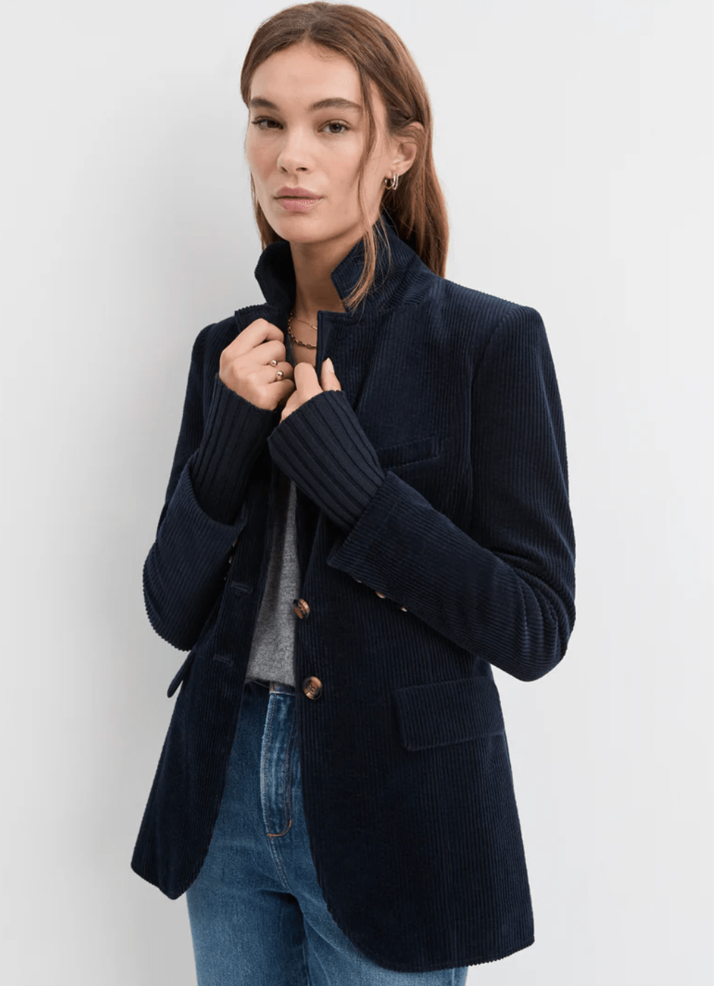 Navy The Cord City Blazer - Amor Lafayette
