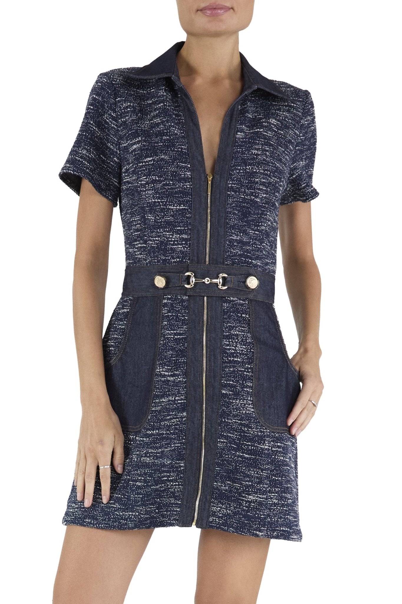 Navy Tweed DARLA DRESS - Amor Lafayette