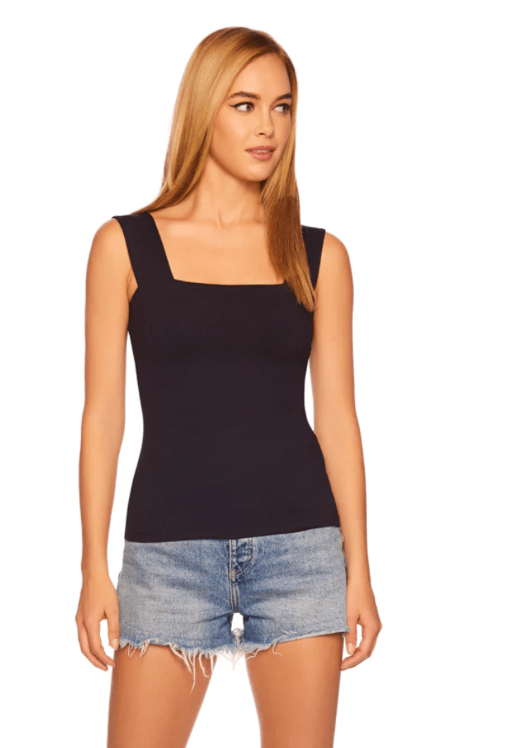 Navy Wide Strap Tank Top - Amor Lafayette