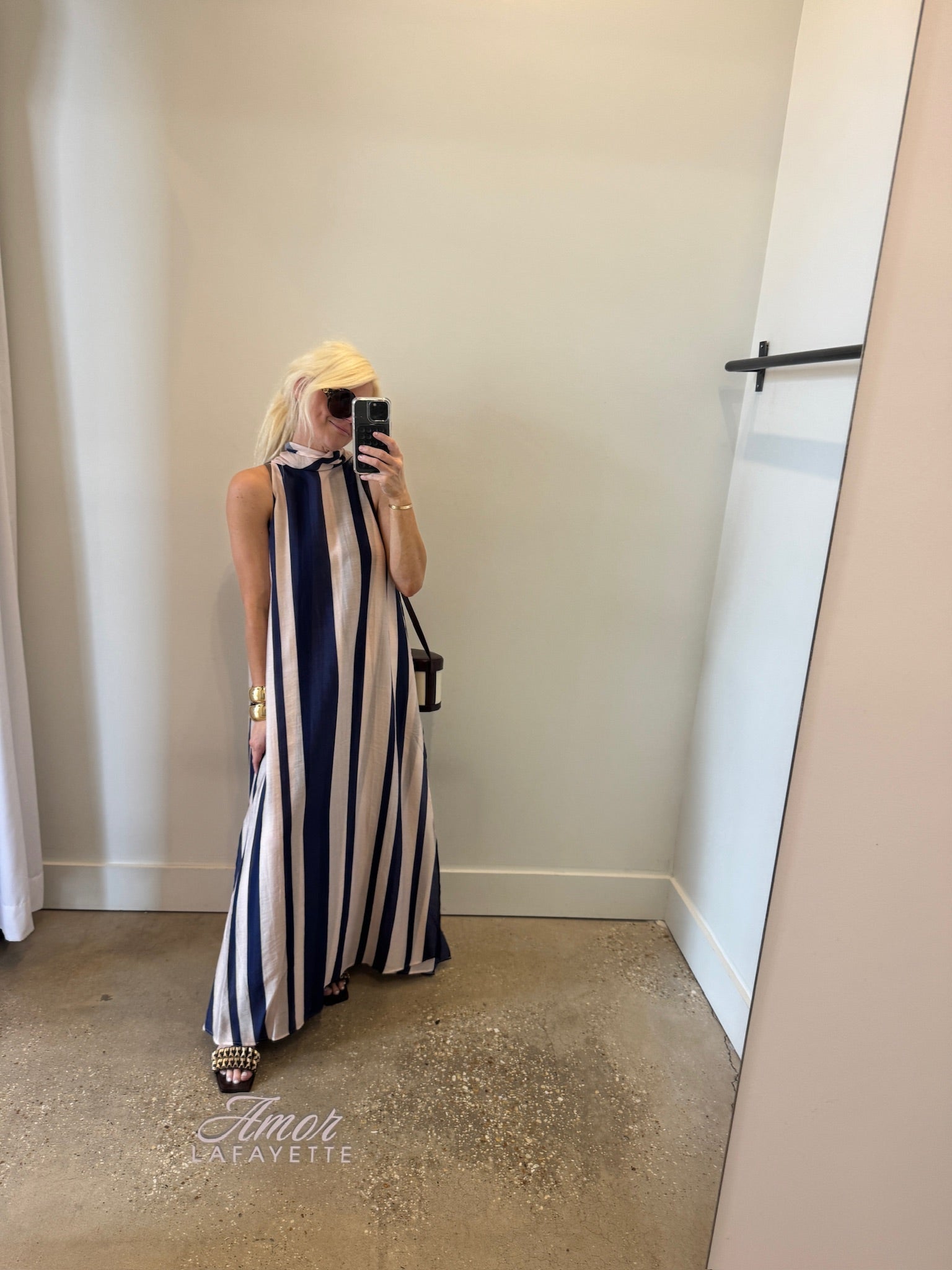 Navy/Cream Stripe Mila Maxi - Amor Lafayette