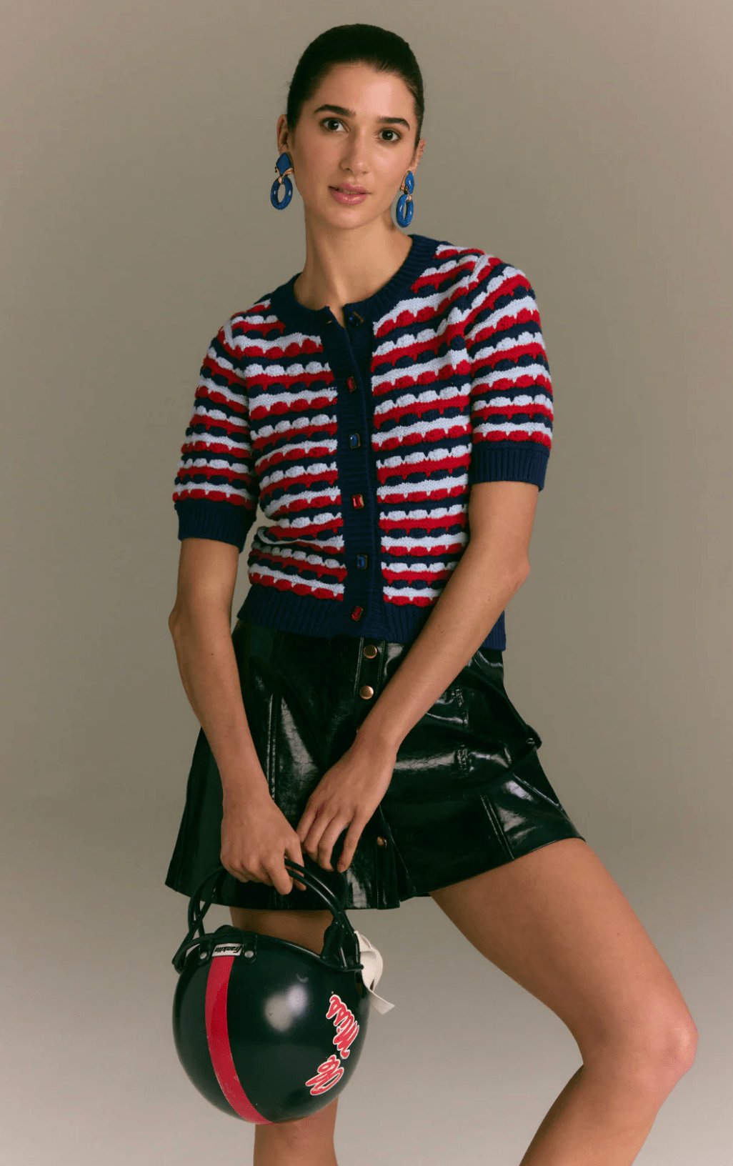 Navy/Red Adelle Cardigan - Amor Lafayette