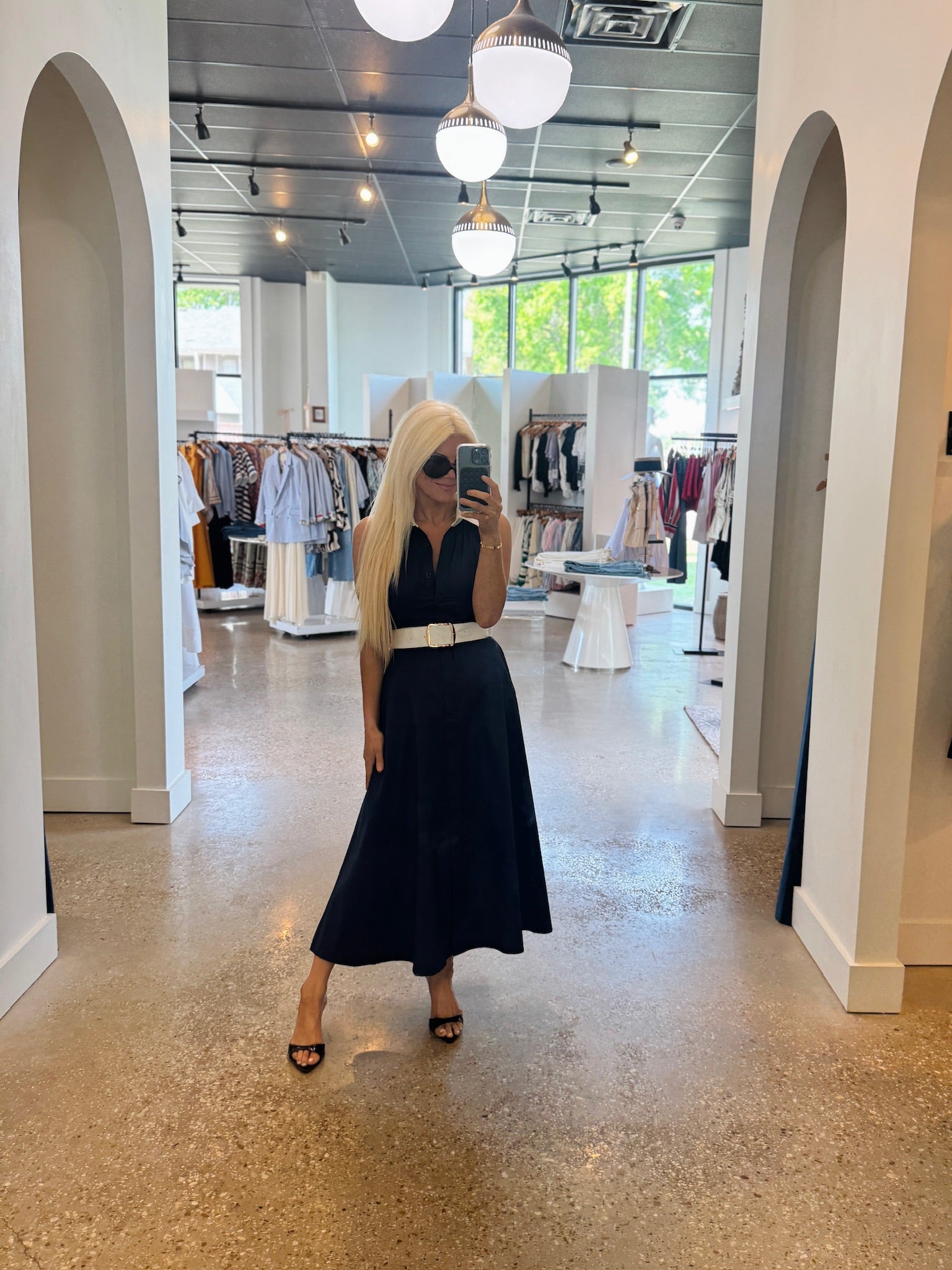 Navy/White Gael Long Dress - Amor Lafayette