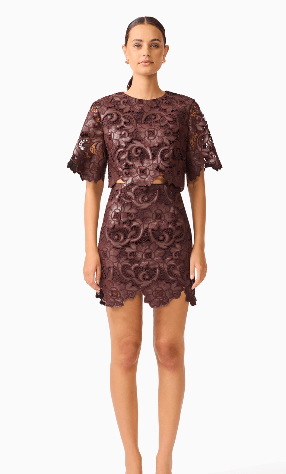 Novelle Mini Skirt in Chocolate Brown - Amor Lafayette